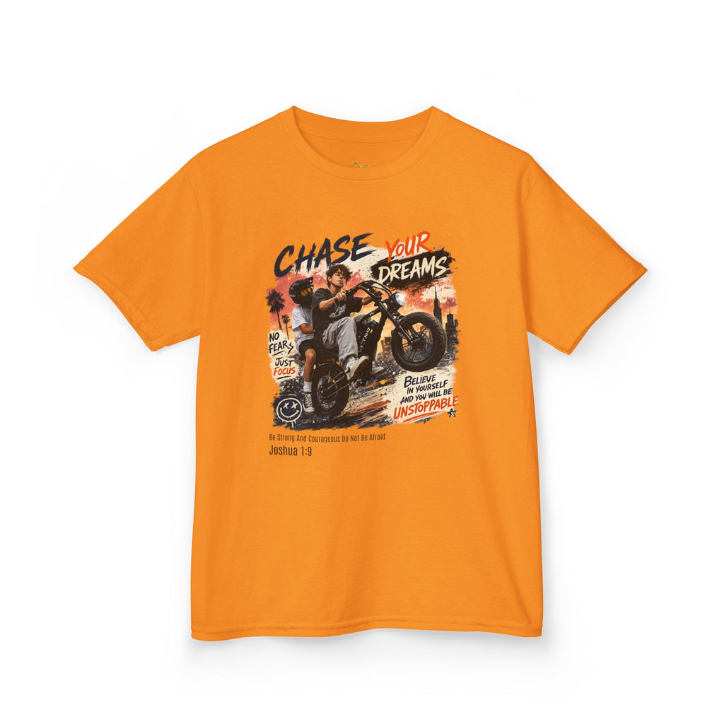 Kids Tee — "Chase Your Dreams" Motorcycle Graphic Shirt