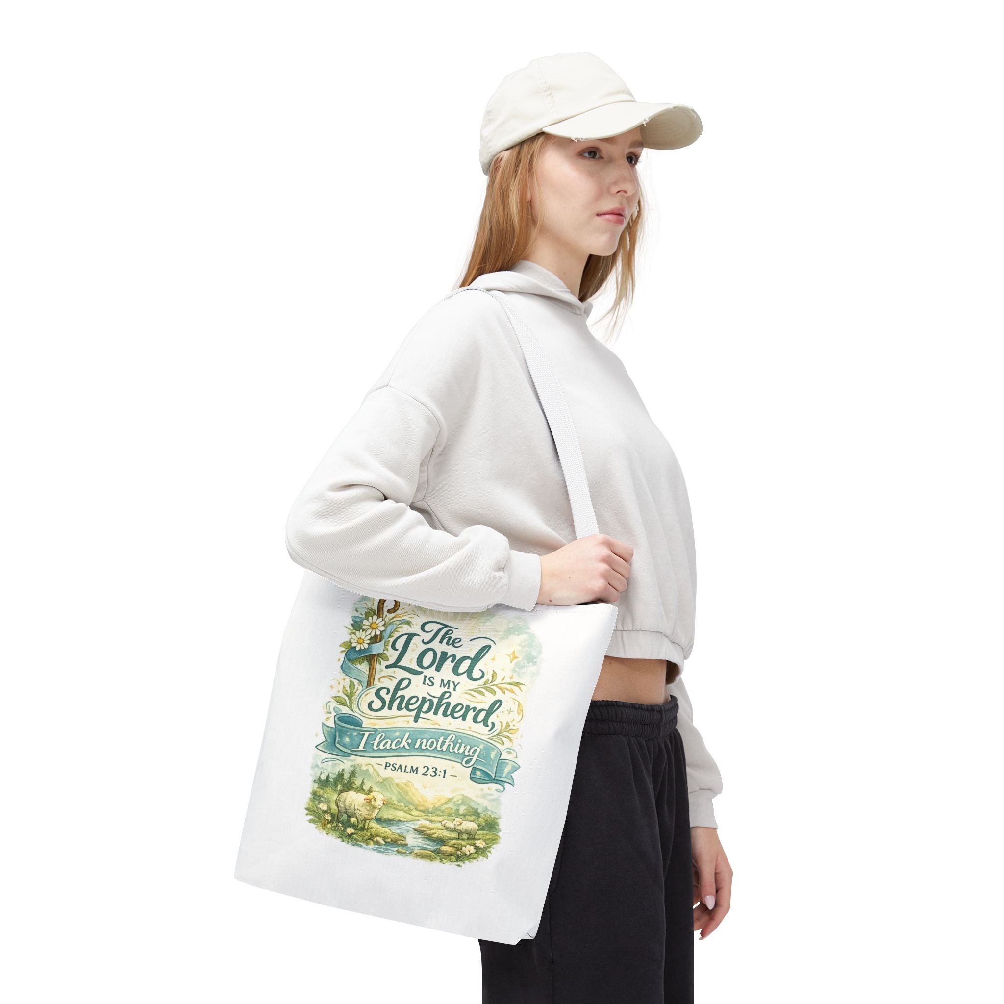 Floral Faith Tote Bag | The Lord Is My Shepherd | Psalm 23:1  4 Colors 2607043