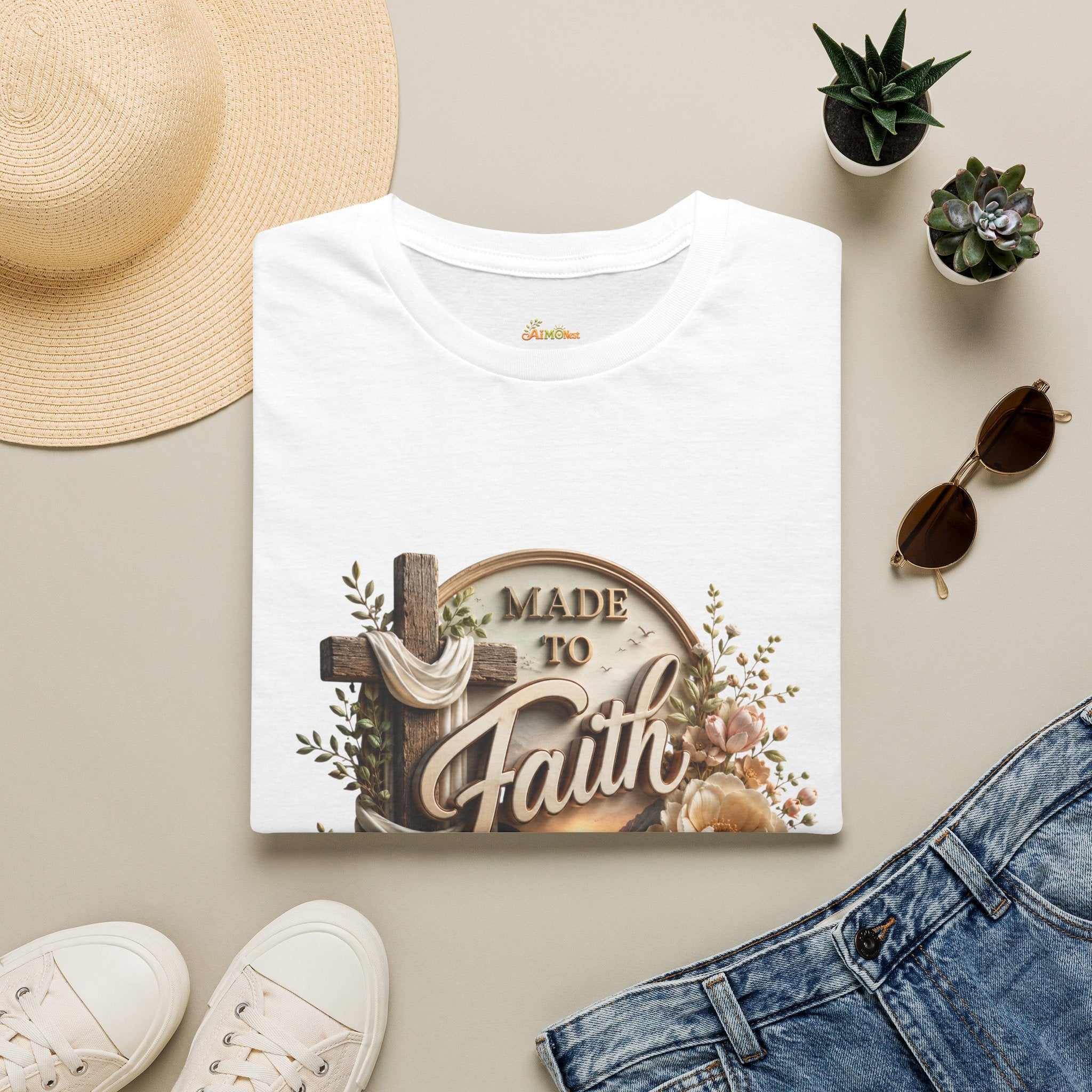 Made to Faith T-Shirt | Christian Cross Floral Scripture Tee