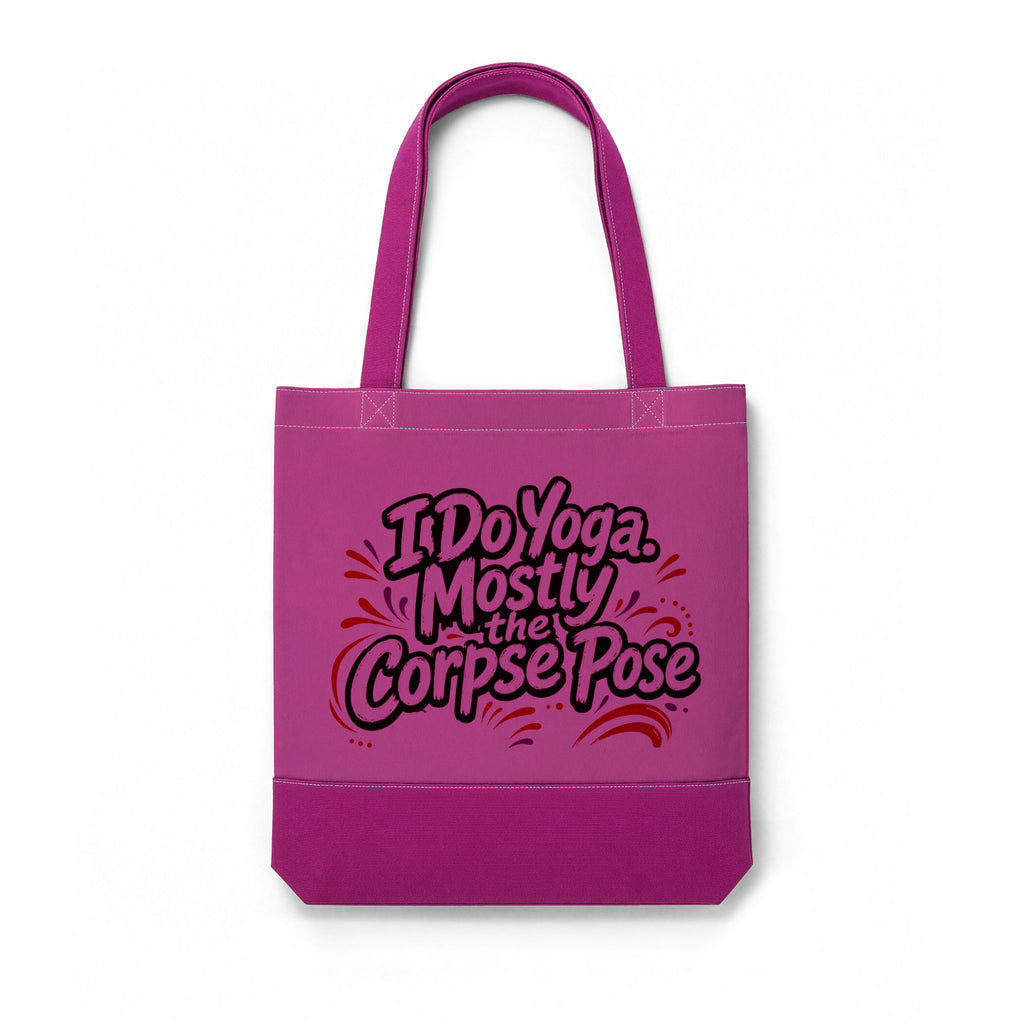Thermochromic Tote Bag — "I Do Yoga, Mostly the Corpse Pose" Color-Changing Yoga Tote