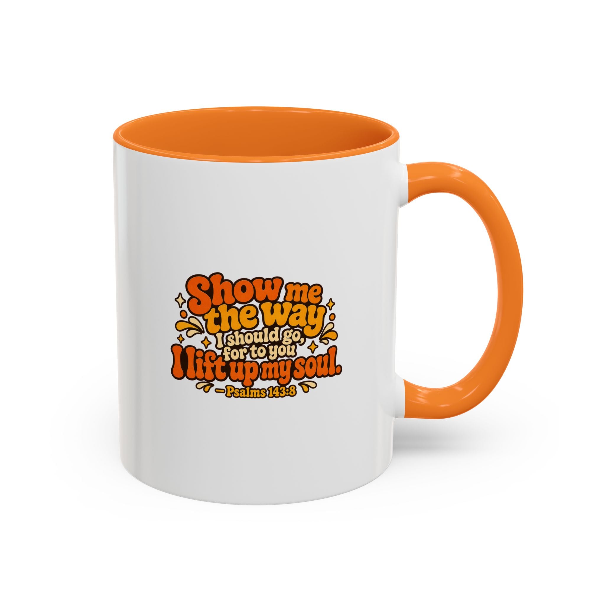 Inspirational Psalm 143:8 Coffee Mug — ‘Show Me The Way’ Retro Scripture Ceramic Mug (11oz/15oz)