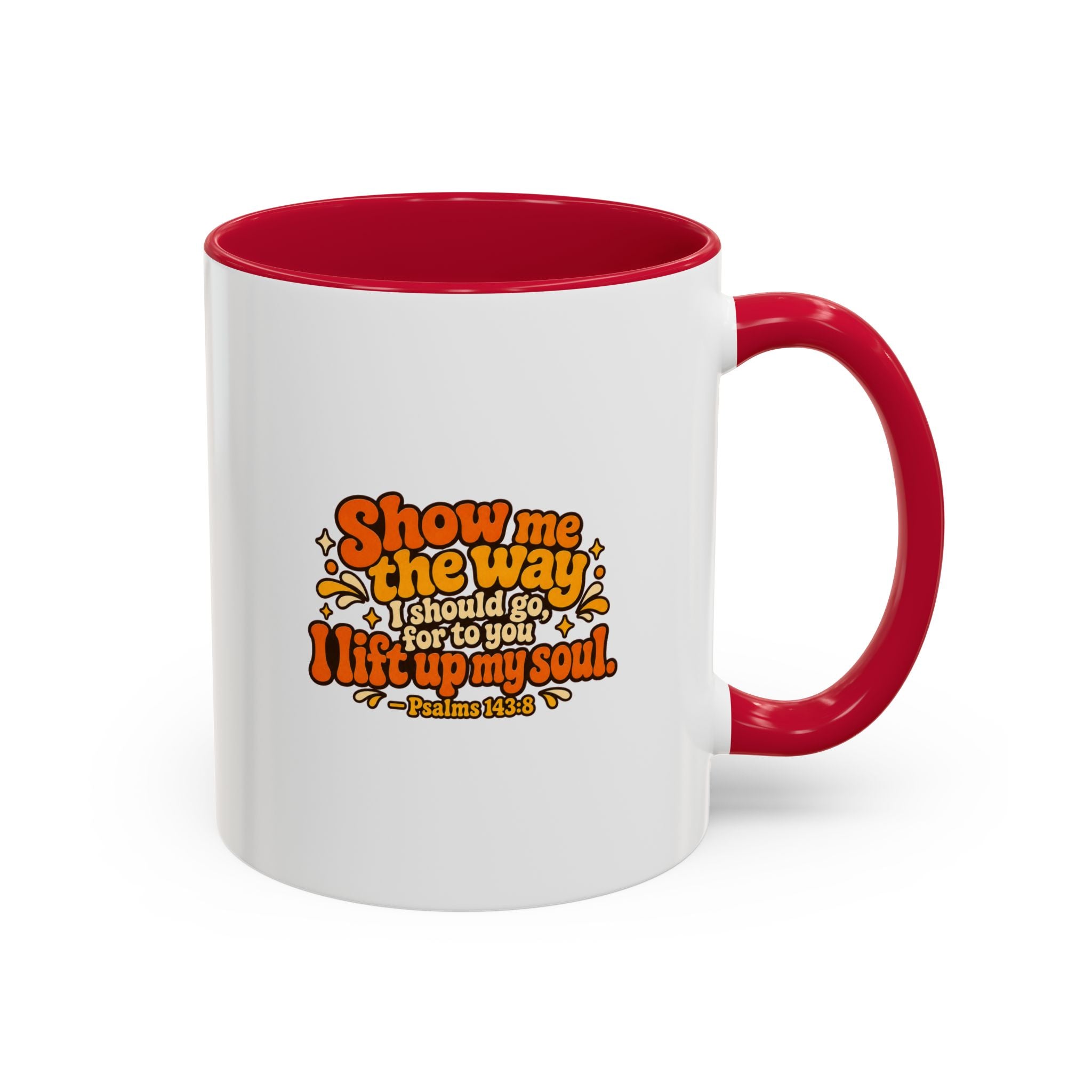 Inspirational Psalm 143:8 Coffee Mug — ‘Show Me The Way’ Retro Scripture Ceramic Mug (11oz/15oz) 2607024