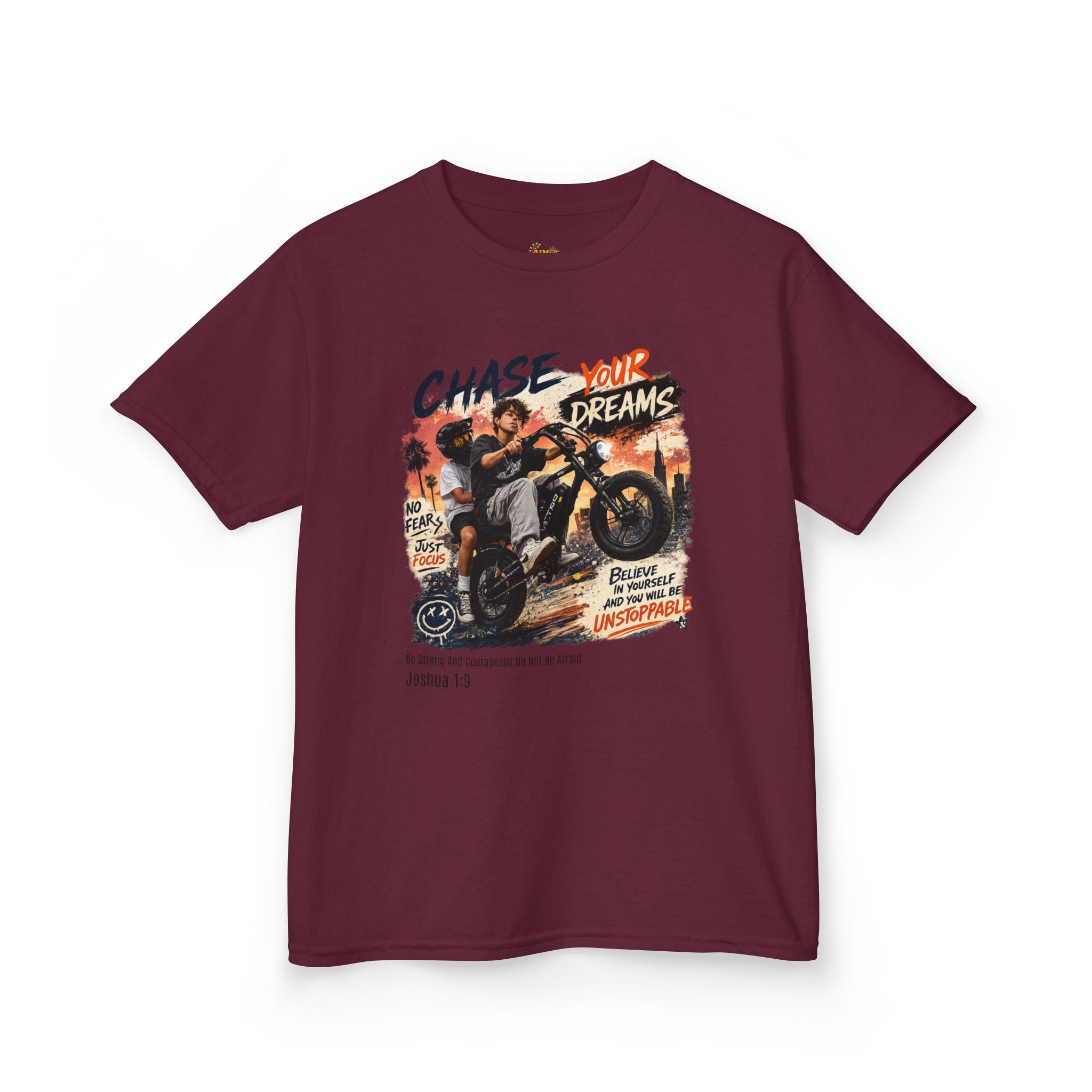 Kids Tee — "Chase Your Dreams" Motorcycle Graphic Shirt