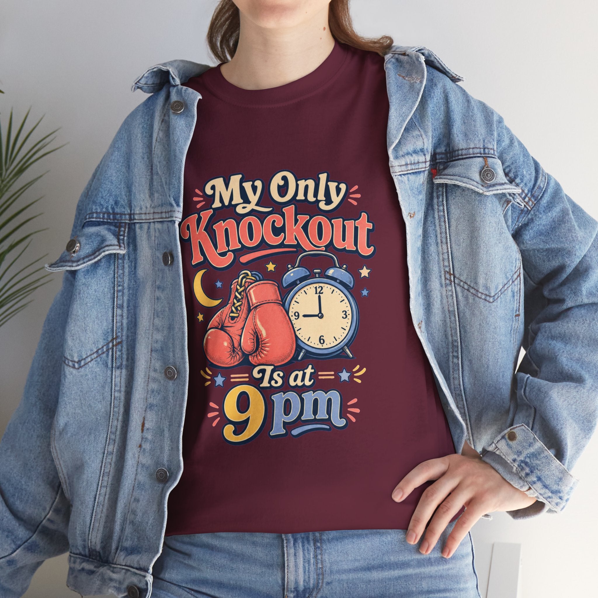 My Only Knockout Is at 9PM T-Shirt |  Funny Night Owl Boxing Graphic Tee  2607044