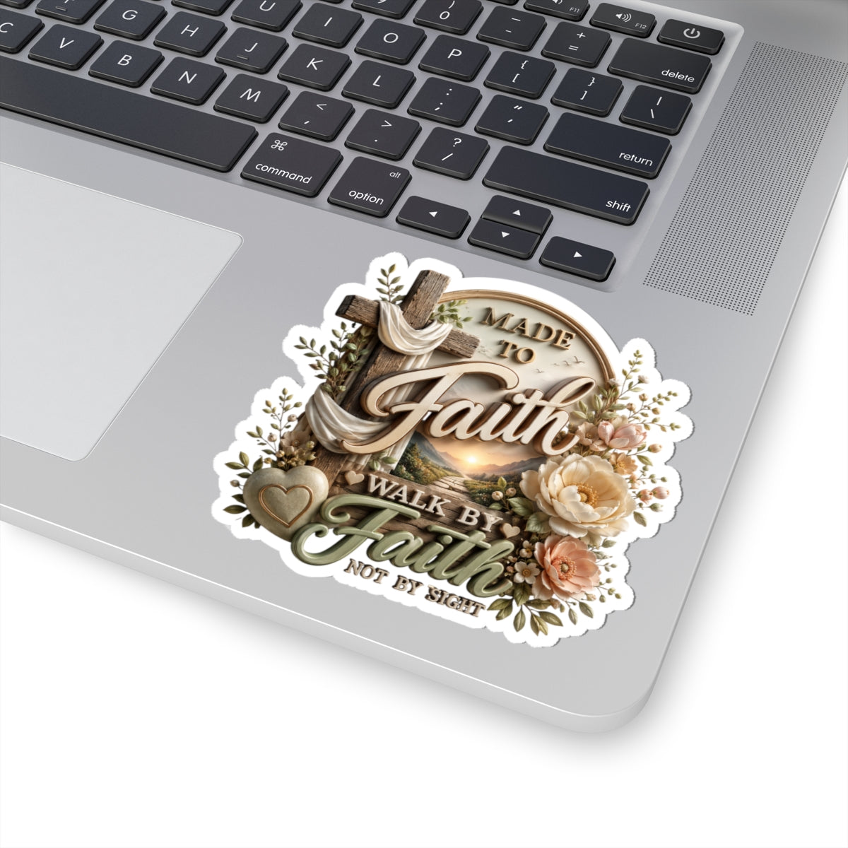 Faith sticker | Christian cross floral cut sticker