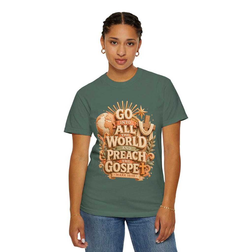 T-Shirt — "Go Into All the World and Preach the Gospel" Christian Mission Tee