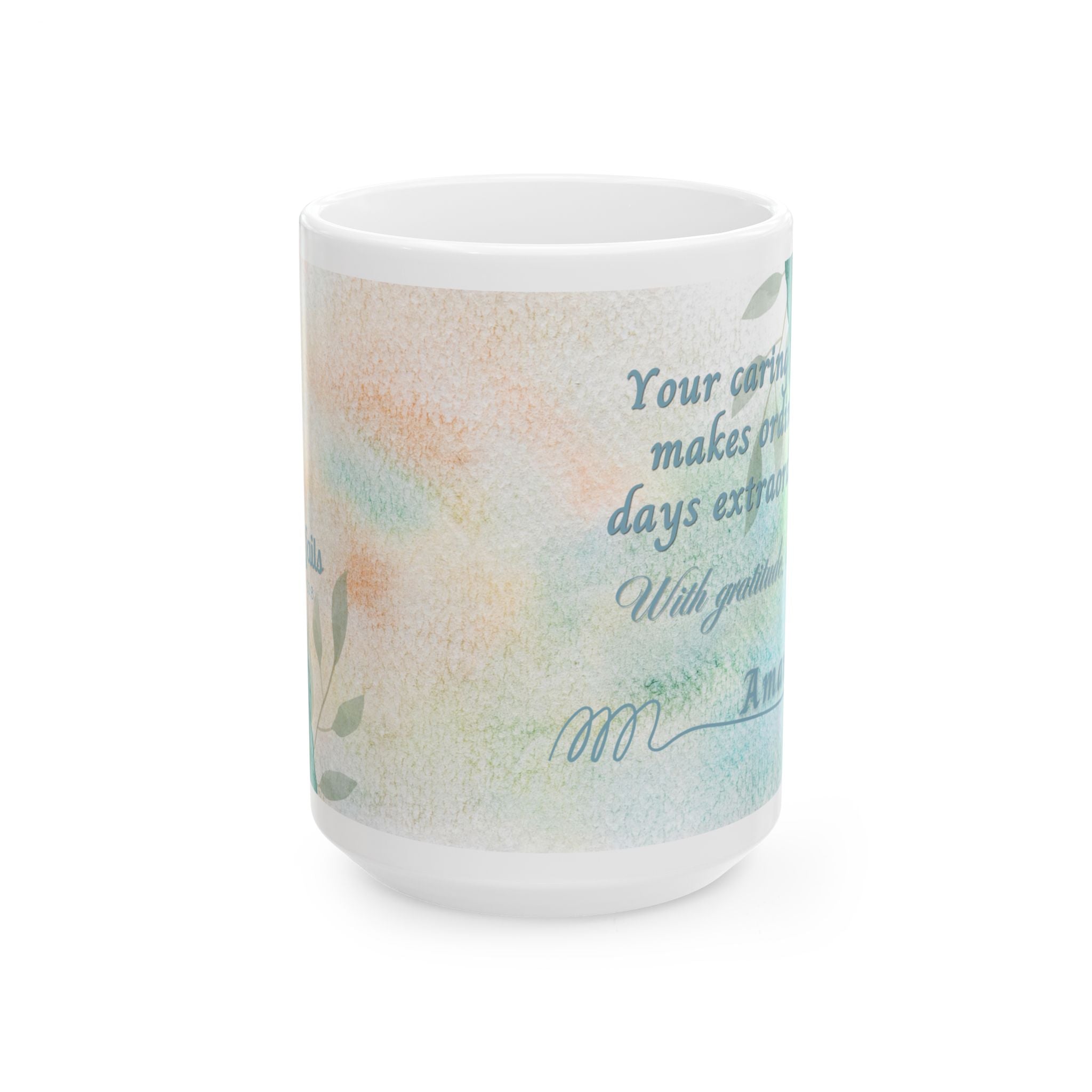 Custom Name with Gratitude Floral Ceramic Coffee Mug | Personalized for Thank You Coffee Mug (11oz, 15oz) 2607034