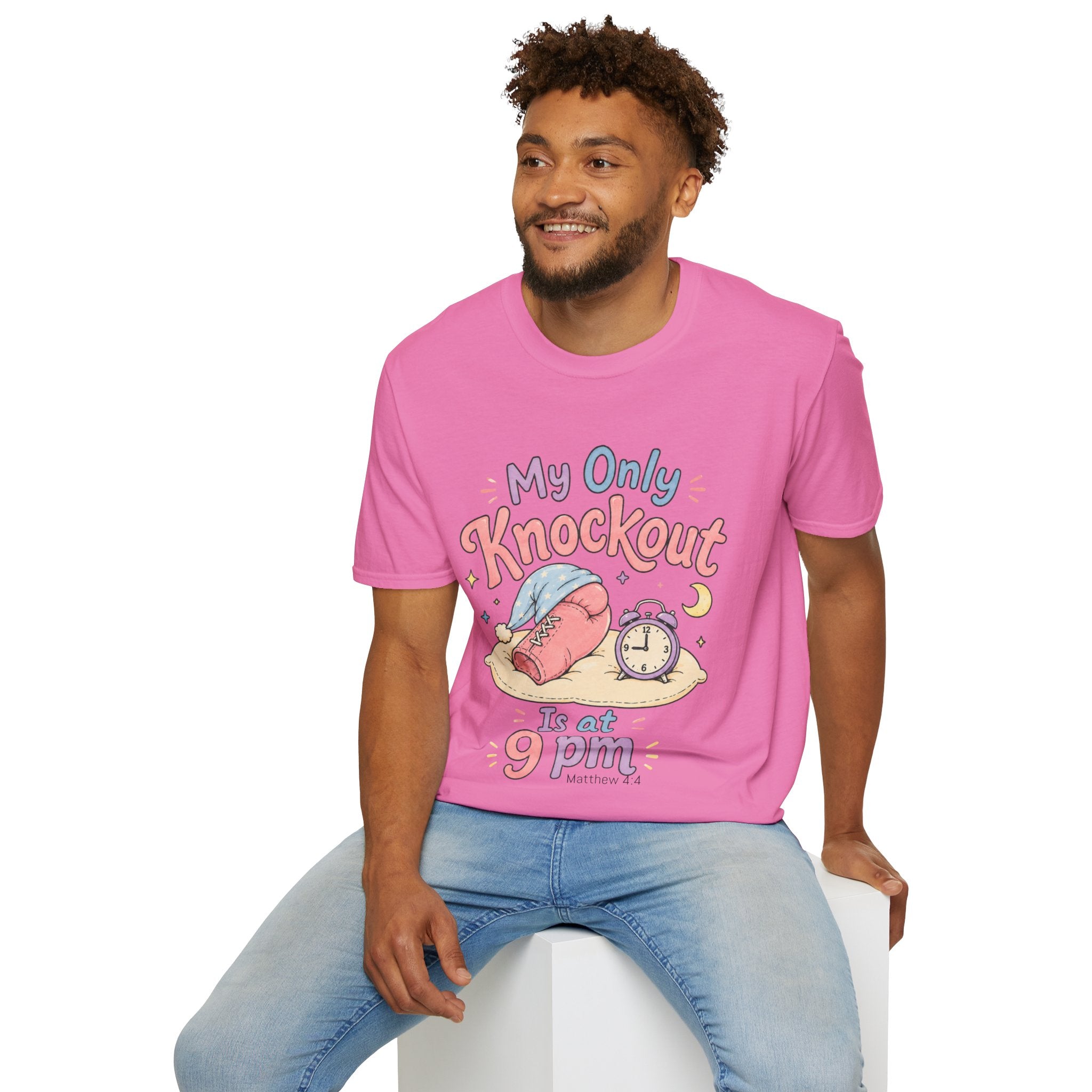 T-Shirt — "My Only Knockout Is at 9 PM" Cute Sleepy Boxing Cartoon Tee