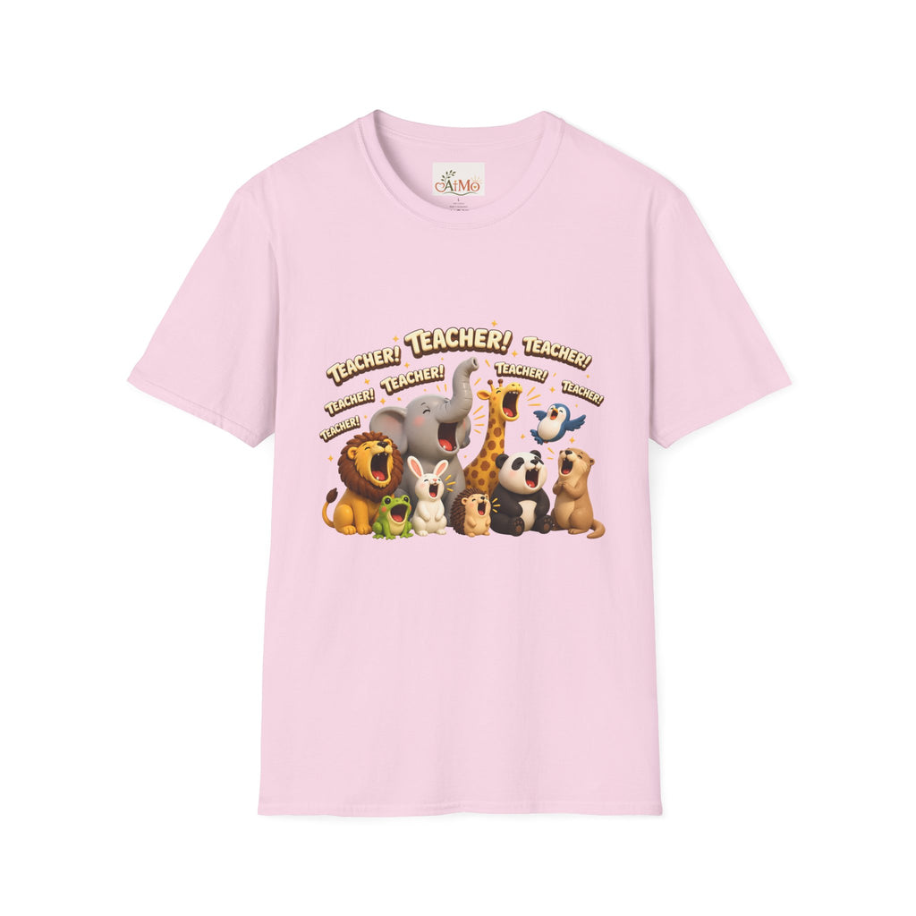 Cute Jungle Animals Saying TEACHER! T-Shirt | Elephant Giraffe Lion Penguin Design