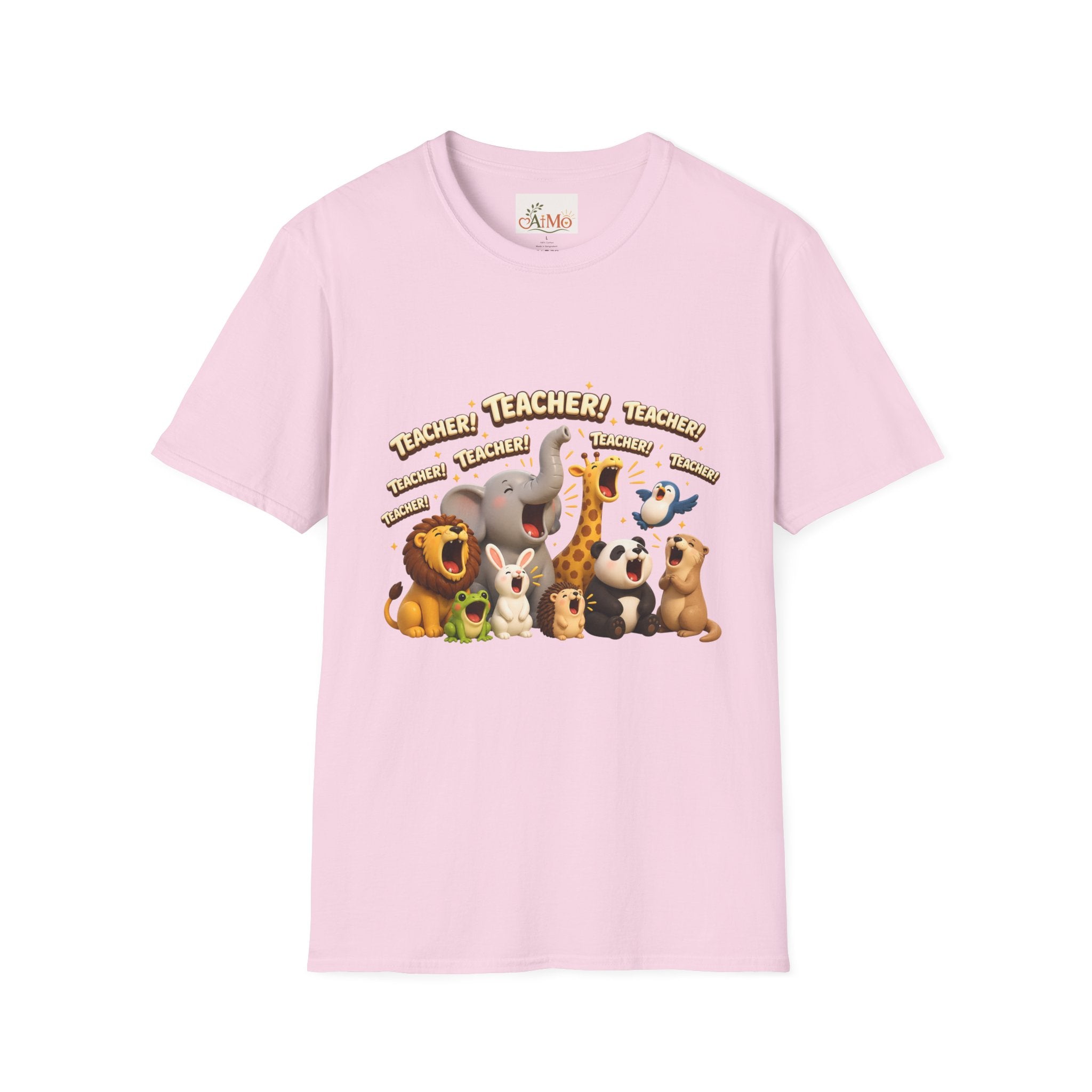 Cute Jungle Animals Saying TEACHER! T-Shirt | Elephant Giraffe Lion Penguin Design