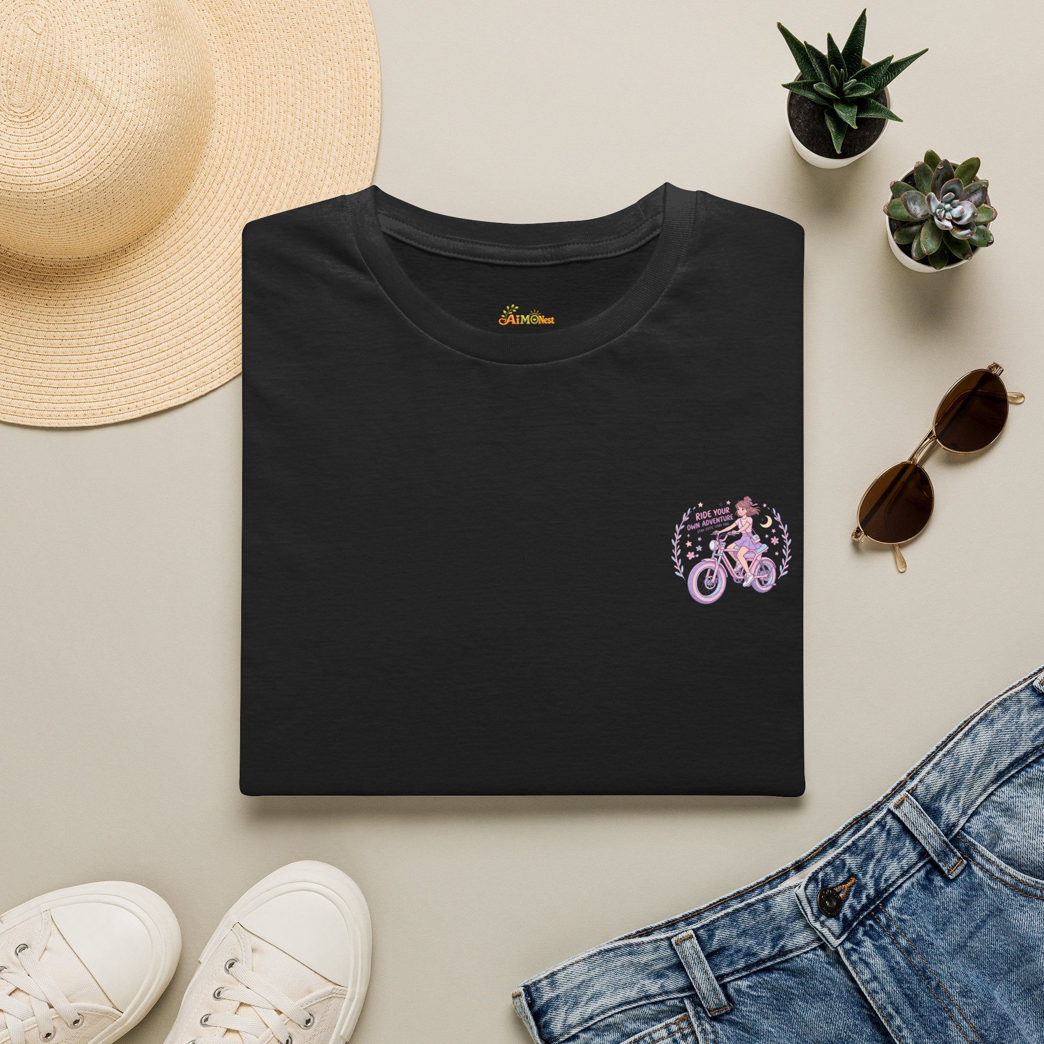 Vintage Lavender Bicycle Pocket T‑Shirt — Cute Retro Bike Graphic Tee 2607020