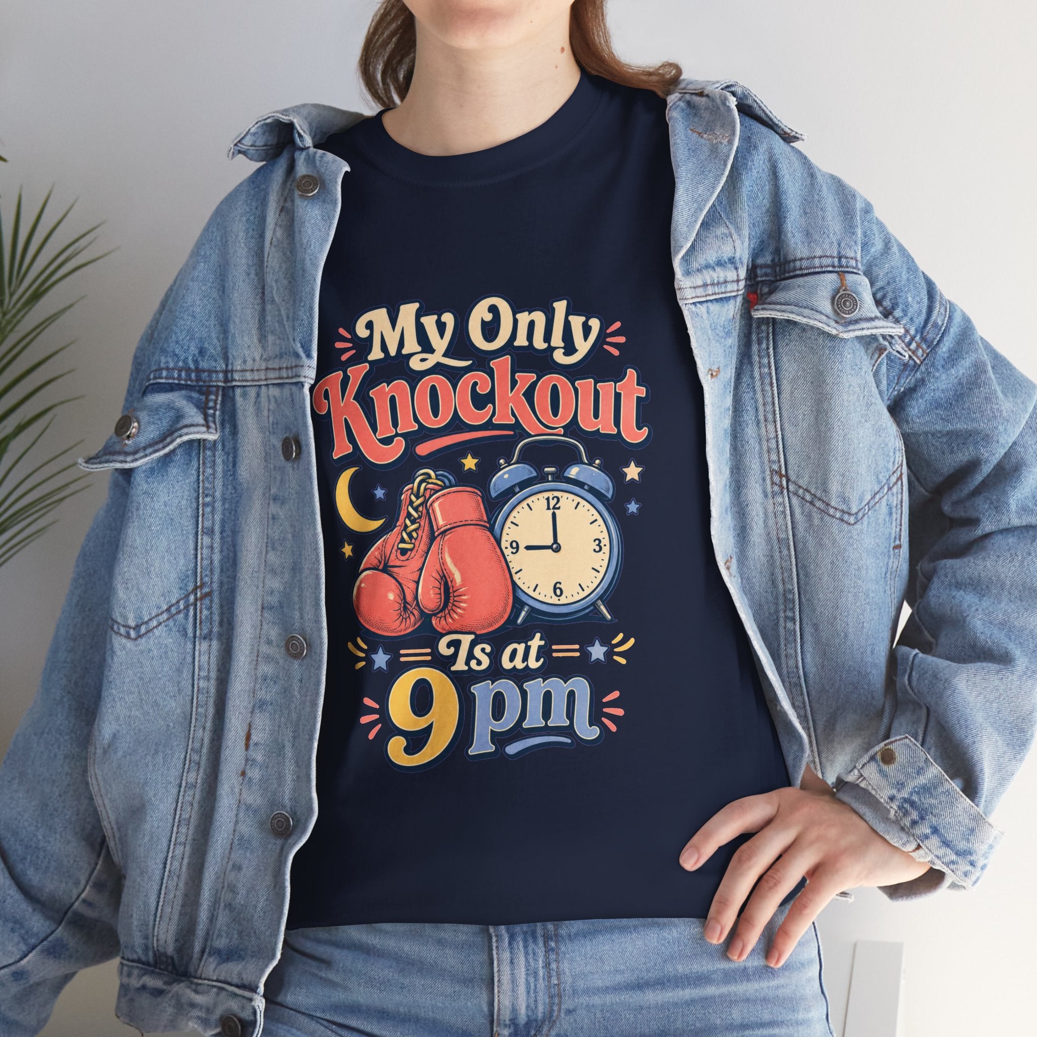 My Only Knockout Is at 9PM T-Shirt |  Funny Night Owl Boxing Graphic Tee  2607044