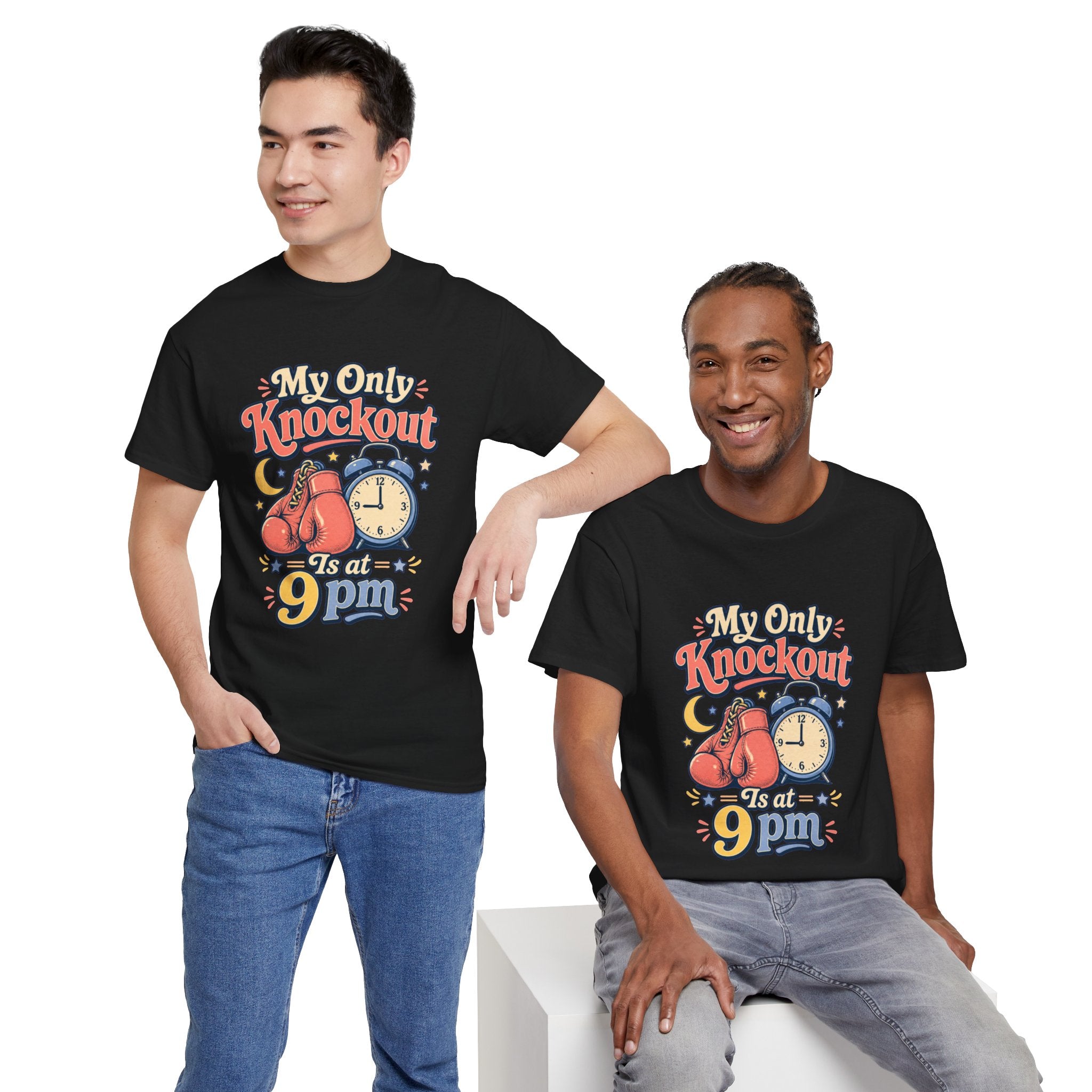 My Only Knockout Is at 9PM T-Shirt |  Funny Night Owl Boxing Graphic Tee  2607044