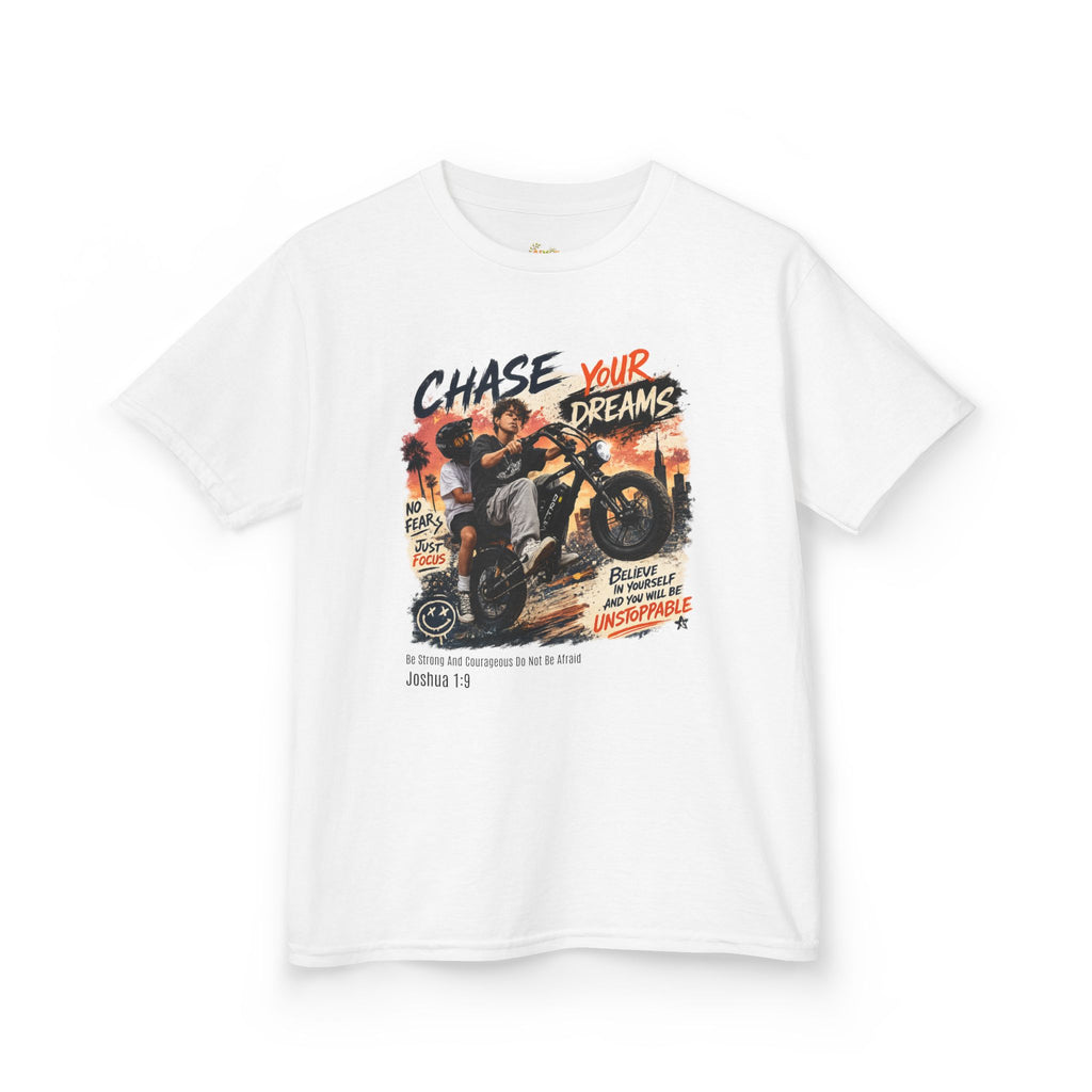 Kids Tee — "Chase Your Dreams" Motorcycle Graphic Shirt