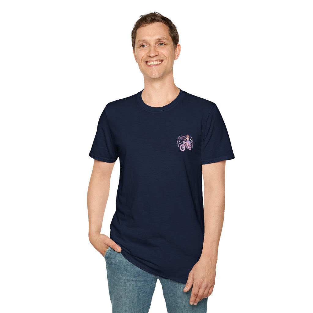 Vintage Lavender Bicycle Pocket T‑Shirt — Cute Retro Bike Graphic Tee
