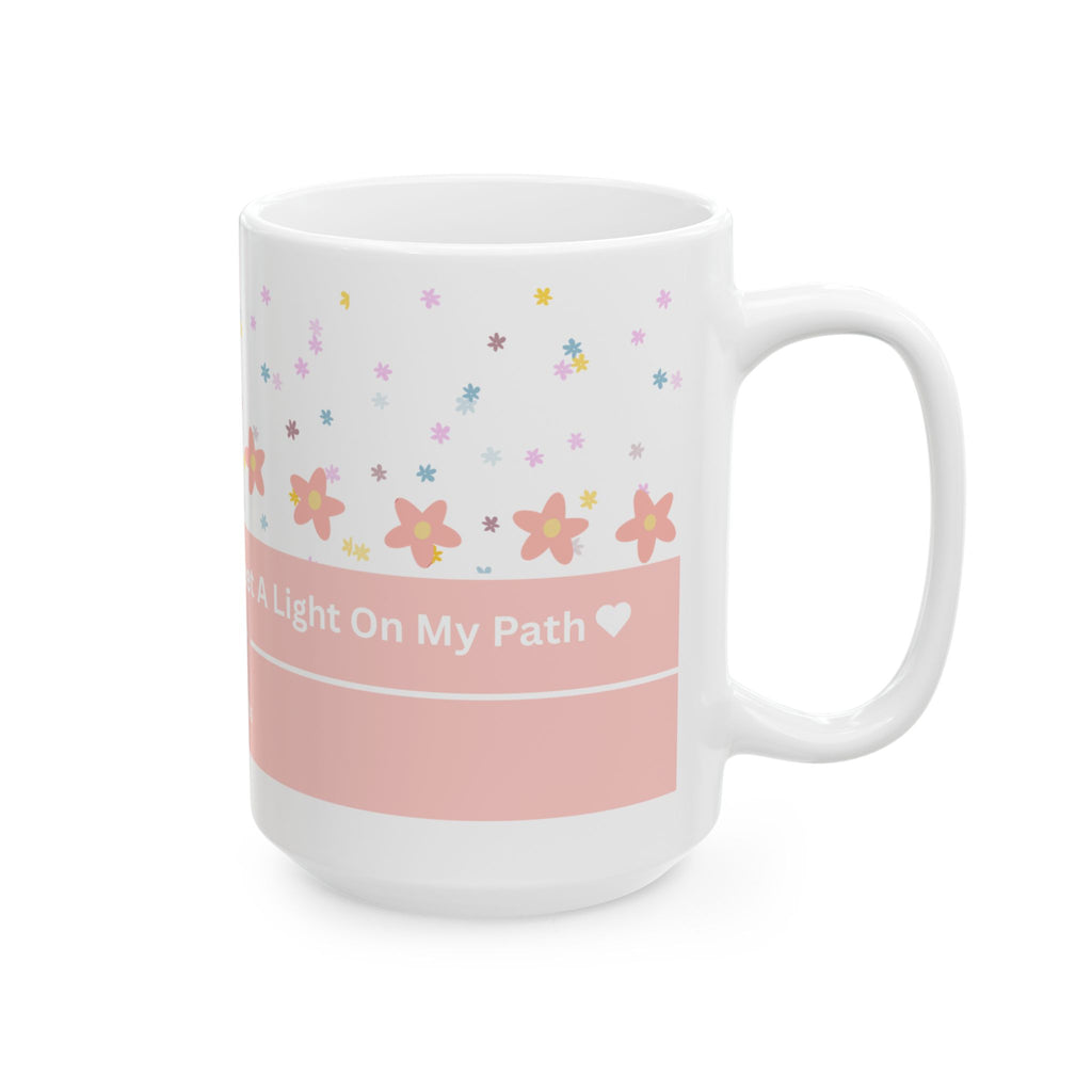 Inspirational Floral Psalm Mug - “Your Word Is A Lamp For My Feet” Ceramic Coffee Cup