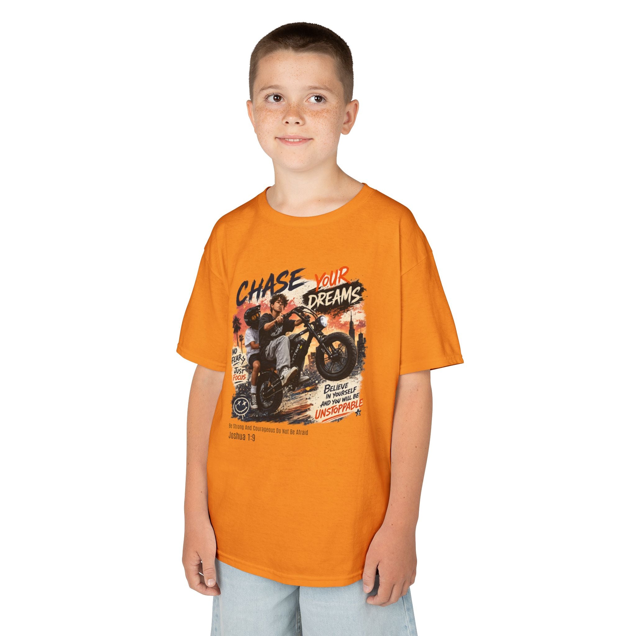 Kids Tee — "Chase Your Dreams" Motorcycle Graphic Shirt 2607012