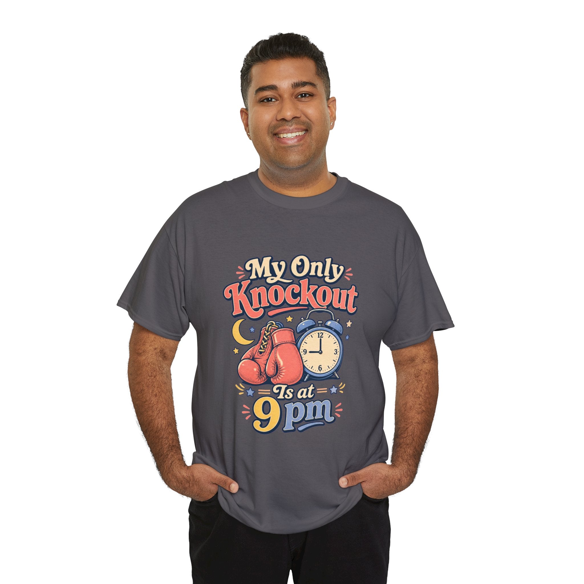 My Only Knockout Is at 9PM T-Shirt |  Funny Night Owl Boxing Graphic Tee  2607044
