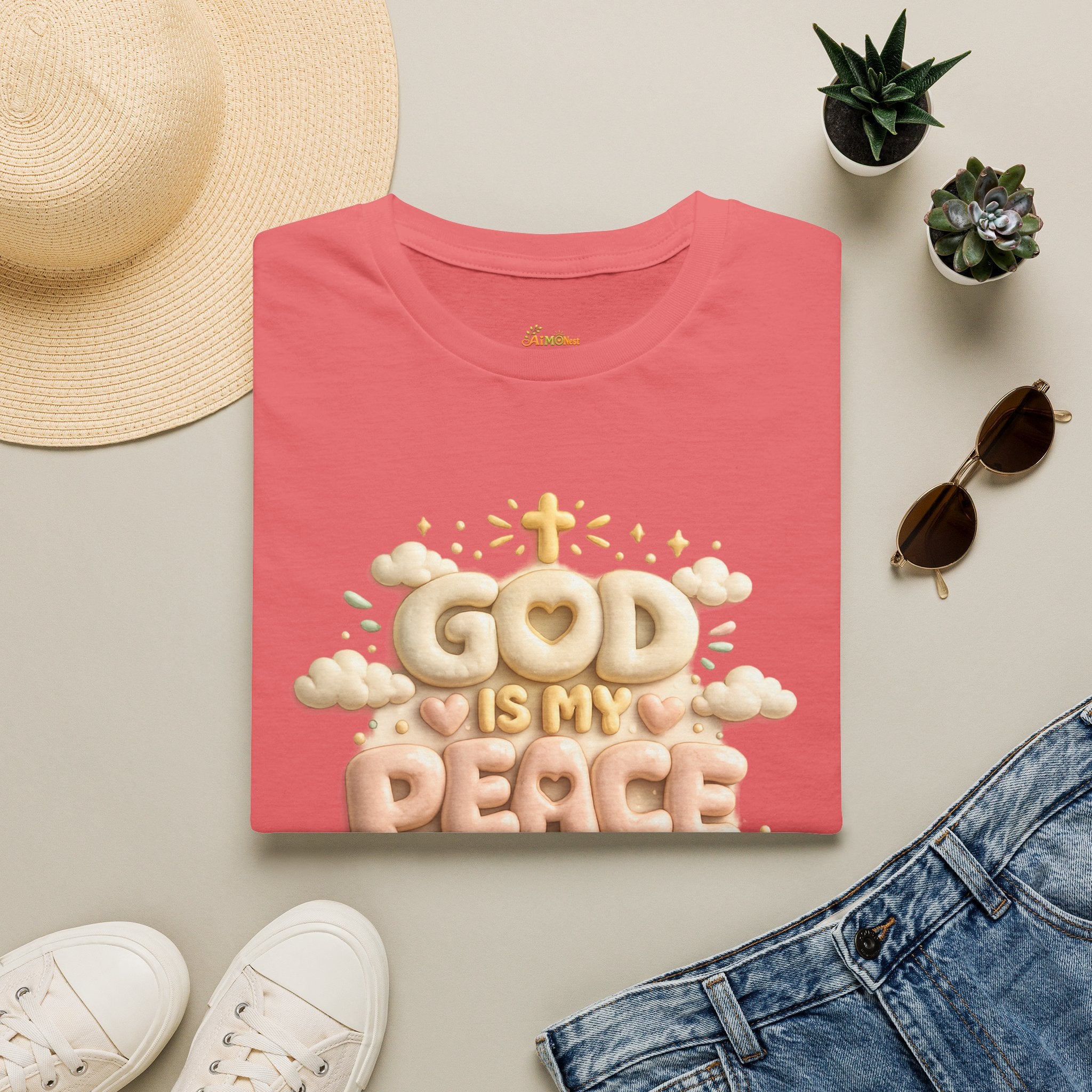 God Is My Peace T-Shirt — Christian Faith Tee with Soft Pastel Cloud Design 2607002