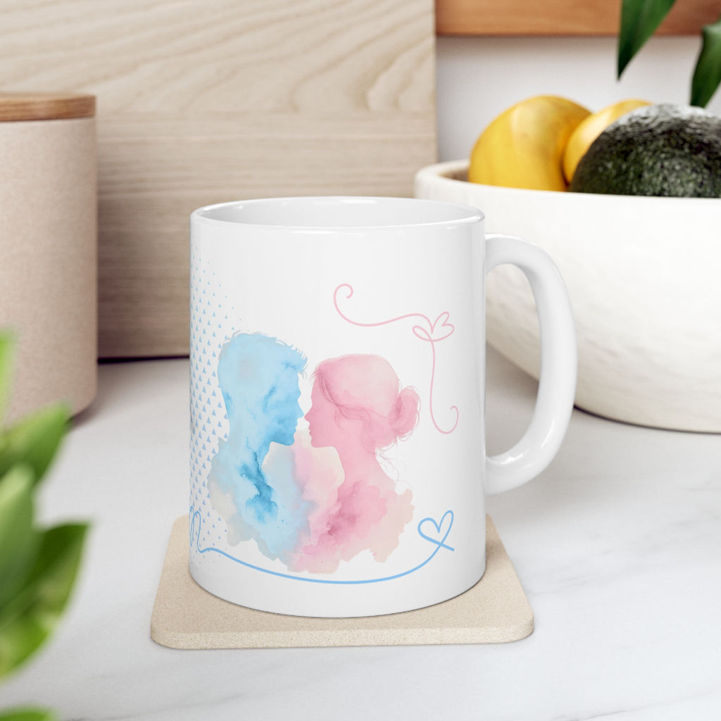 Ceramic Mug - Cute Pastel Couple Love Design (11oz, 15oz)