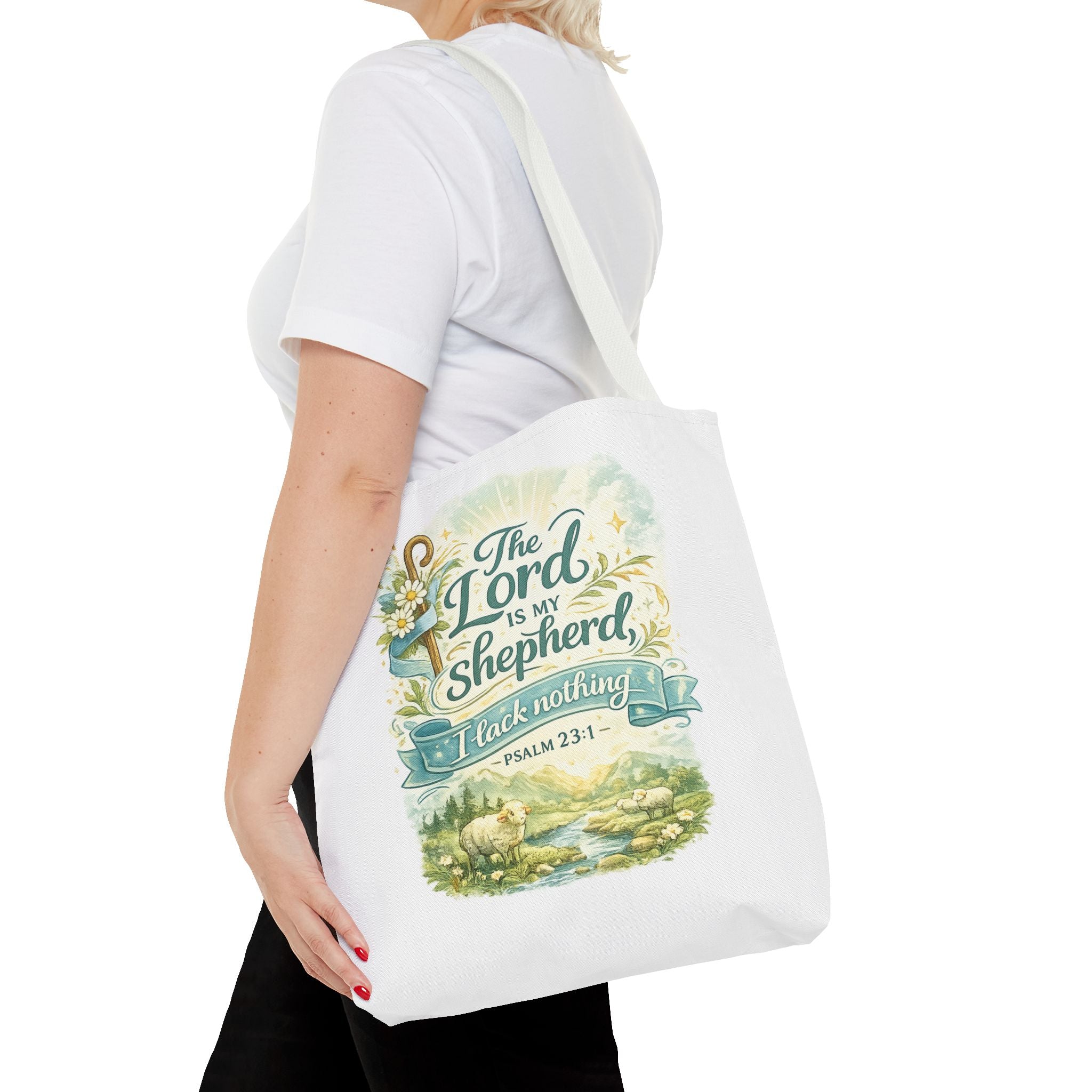 Floral Faith Tote Bag | The Lord Is My Shepherd | Psalm 23:1  4 Colors 2607043
