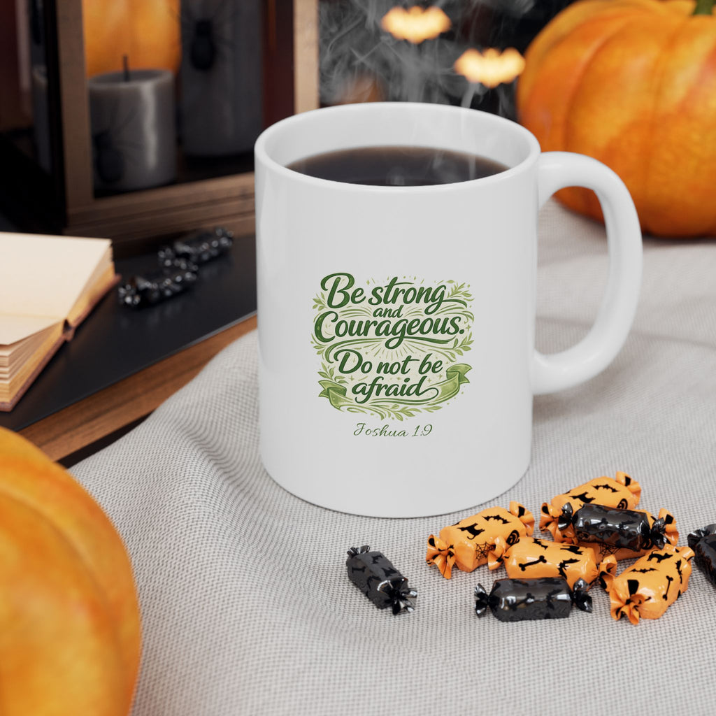 Be Strong and Courageous Lion | Christian Faith Warrior Design | Courage & Strength Bible Inspired Artwork | Mug — Nature  Illustration (11oz, 15oz)