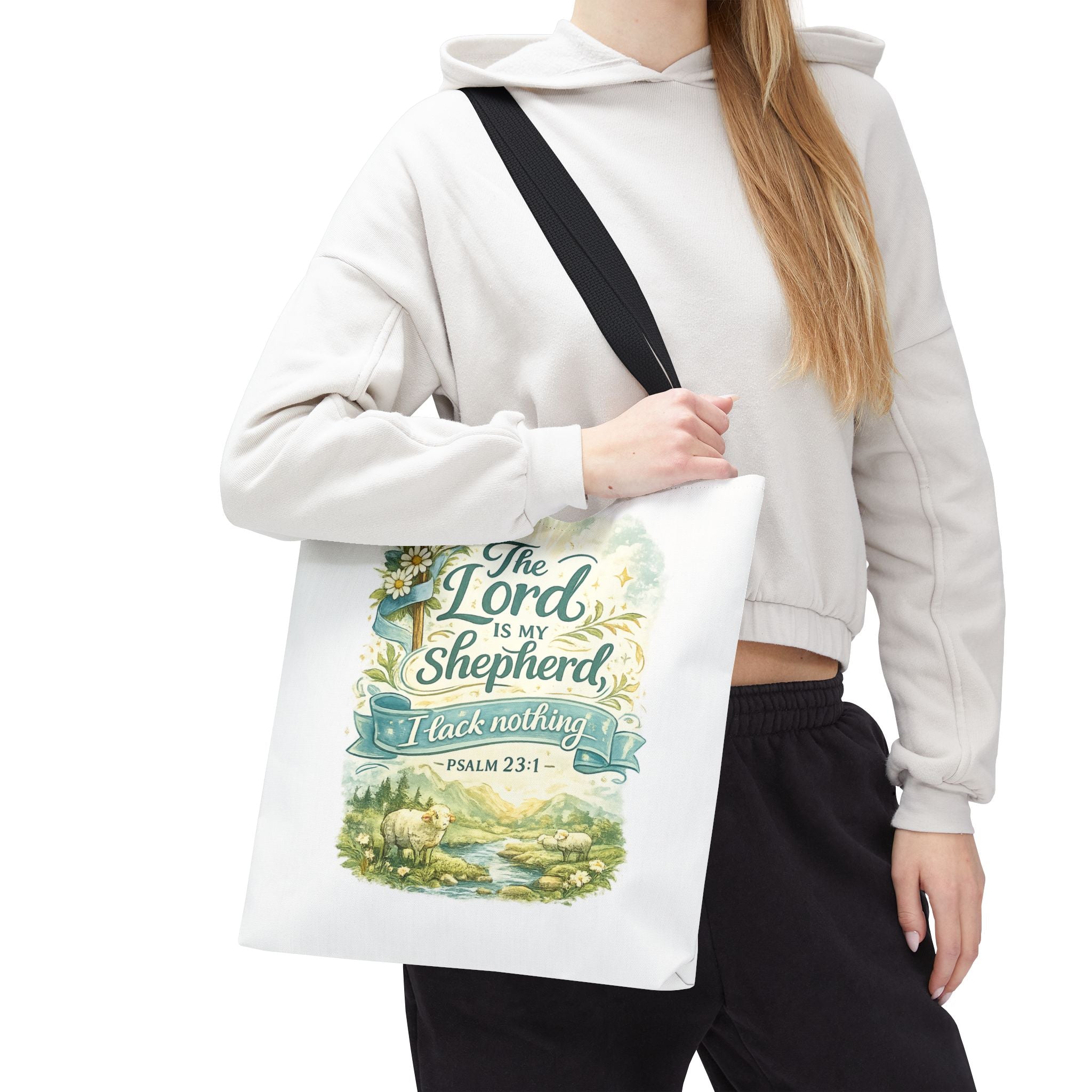 Floral Faith Tote Bag | The Lord Is My Shepherd | Psalm 23:1  4 Colors 2607043