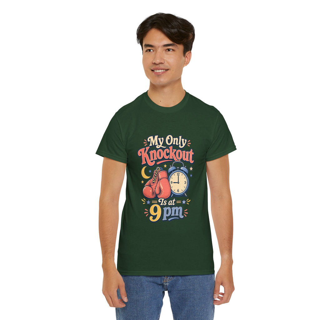 My Only Knockout Is at 9PM T-Shirt |  Funny Night Owl Boxing Graphic Tee  2607044