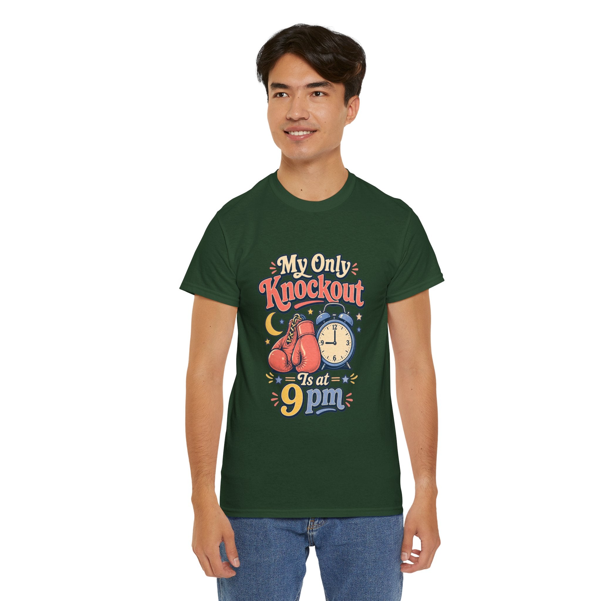 My Only Knockout Is at 9PM T-Shirt |  Funny Night Owl Boxing Graphic Tee  2607044