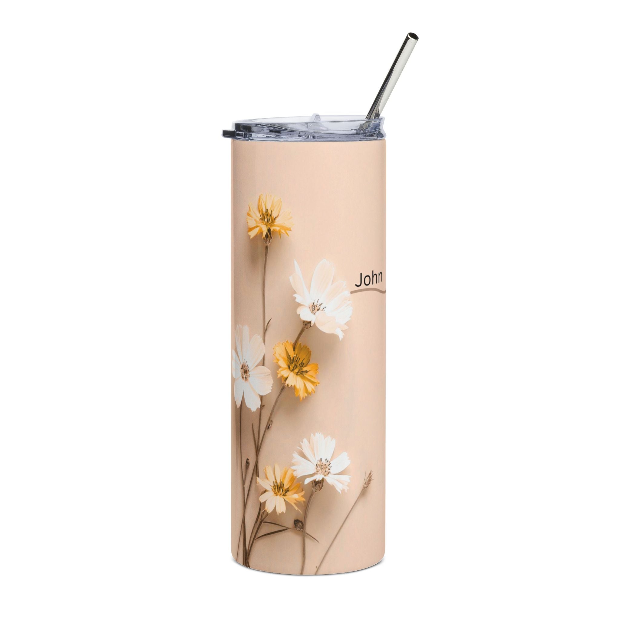Christian Floral 20oz Stainless Tumbler | Believeth On Me Shall Never Thirst (John 6:35) Orange - 2607053