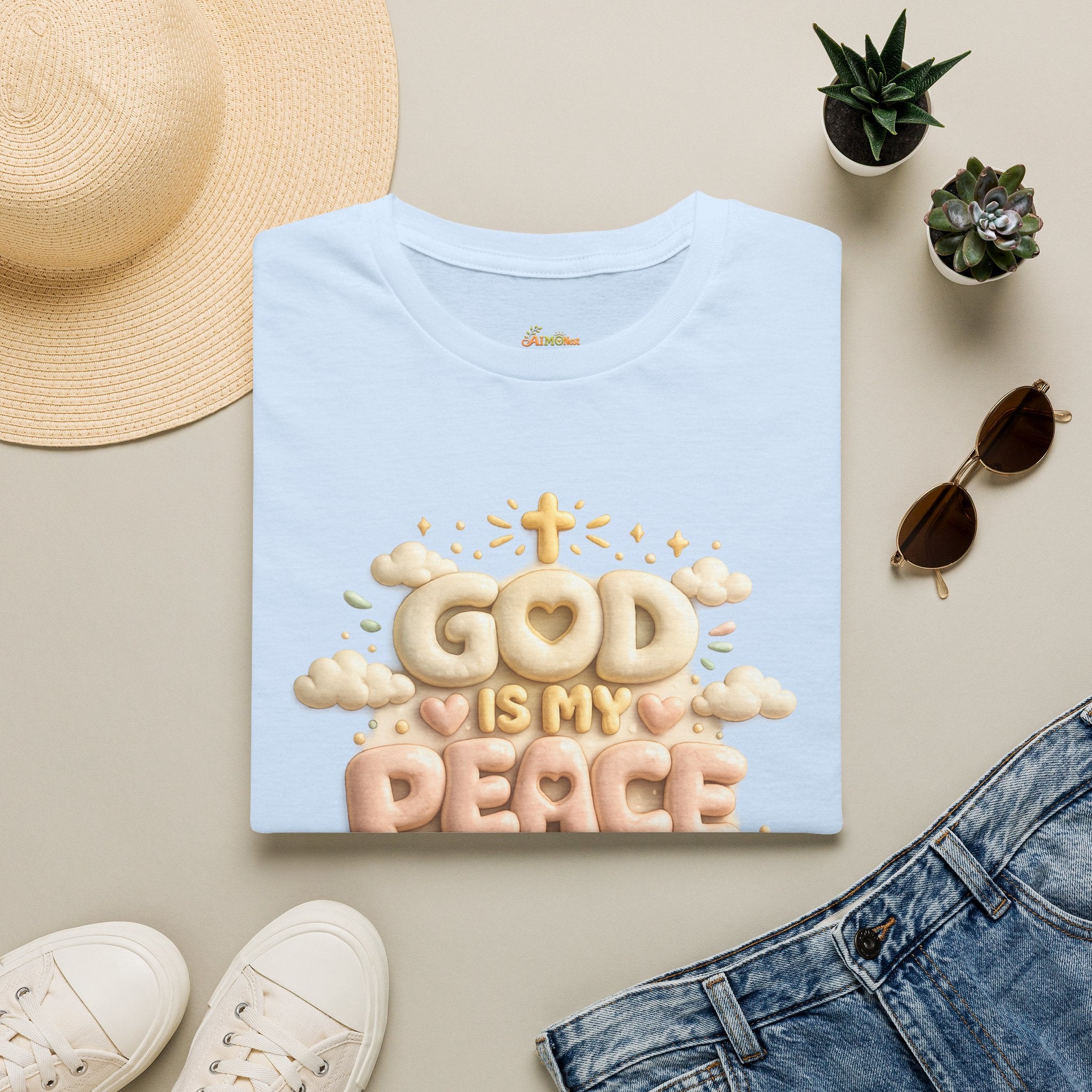 God Is My Peace T-Shirt — Christian Faith Tee with Soft Pastel Cloud Design