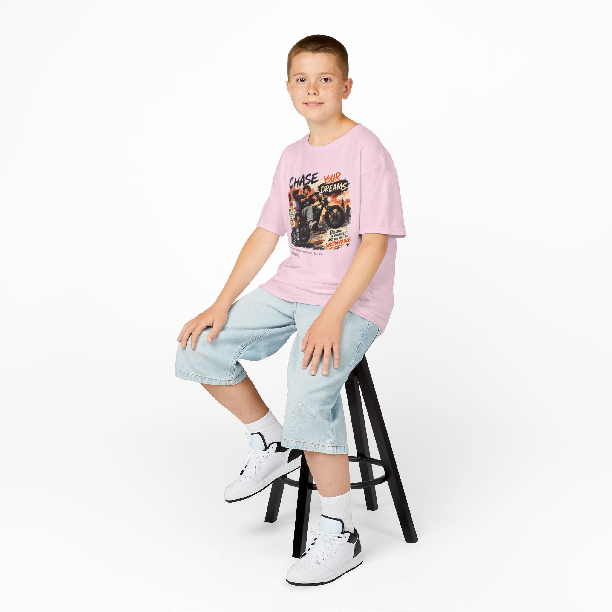 Kids Tee — "Chase Your Dreams" Motorcycle Graphic Shirt