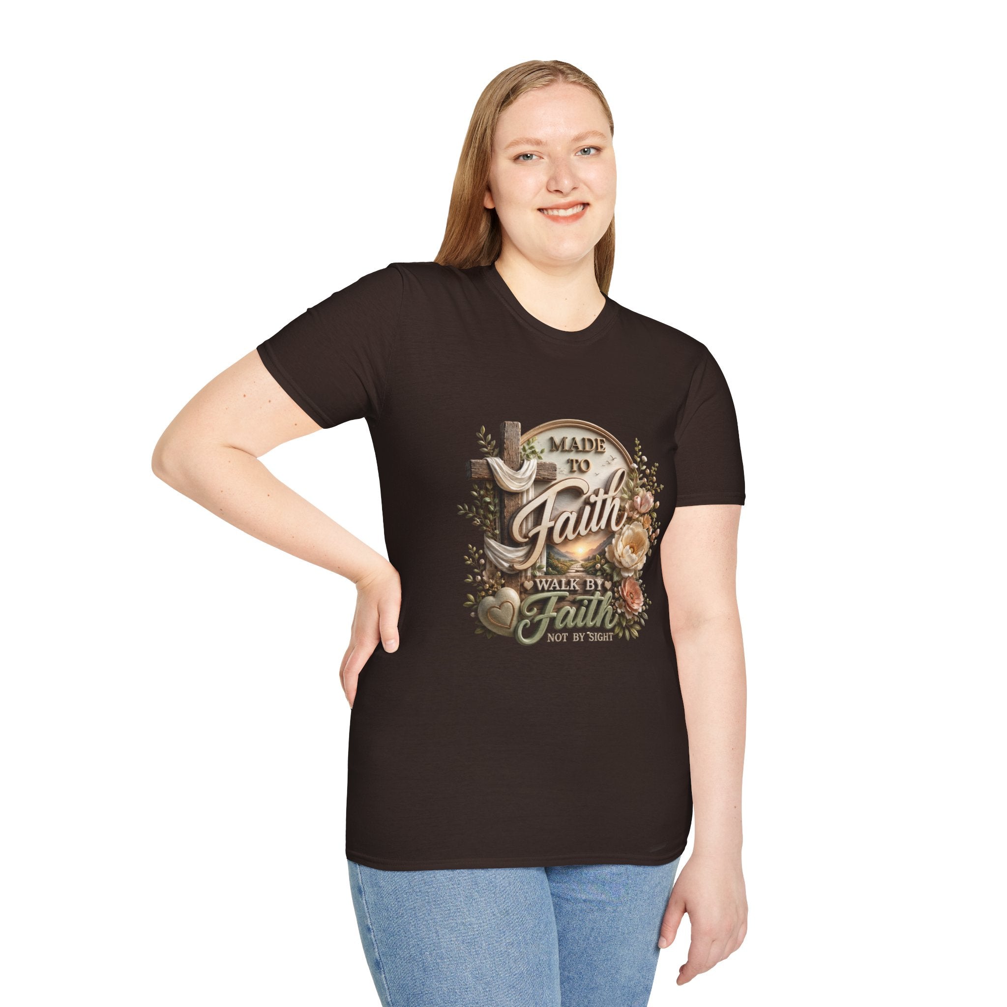 Made to Faith T-Shirt | Christian Cross Floral Scripture Tee