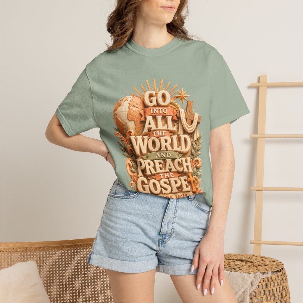 T-Shirt — "Go Into All the World and Preach the Gospel" Christian Mission Tee