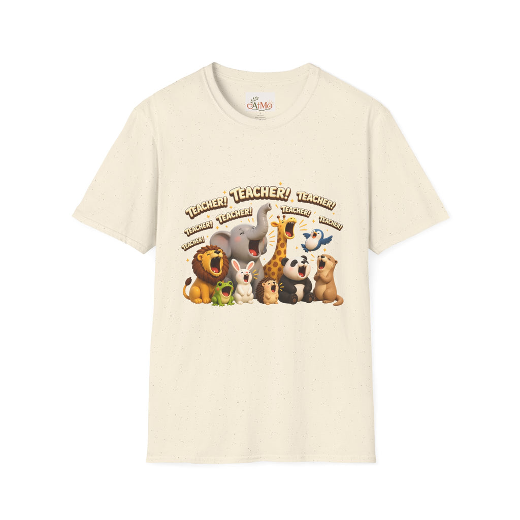 Cute Jungle Animals Saying TEACHER! T-Shirt | Elephant Giraffe Lion Penguin Design