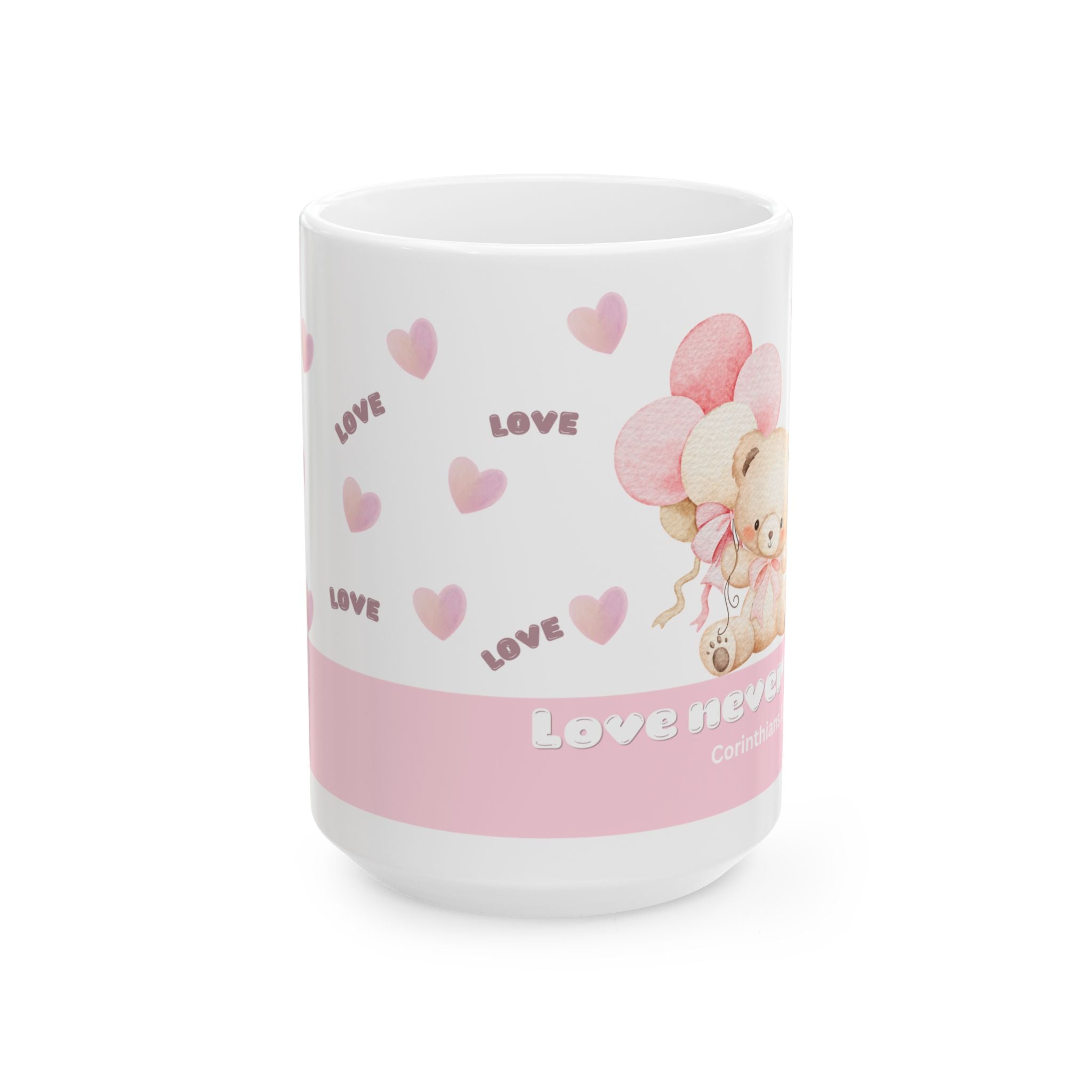 Love Bear Ceramic Mug — Cute Pink Heart Coffee Cup (11oz & 15oz) 2607027
