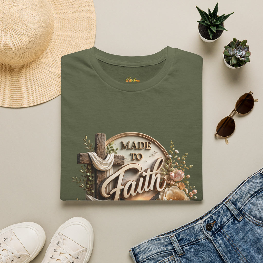Made to Faith T-Shirt | Christian Cross Floral Scripture Tee