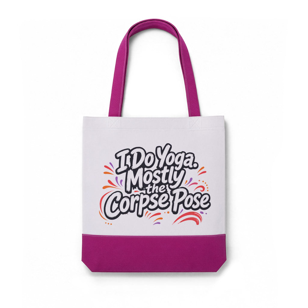 Thermochromic Tote Bag — "I Do Yoga, Mostly the Corpse Pose" Color-Changing Yoga Tote