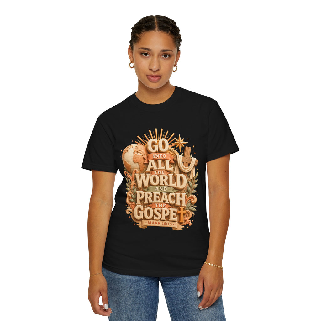 T-Shirt — "Go Into All the World and Preach the Gospel" Christian Mission Tee
