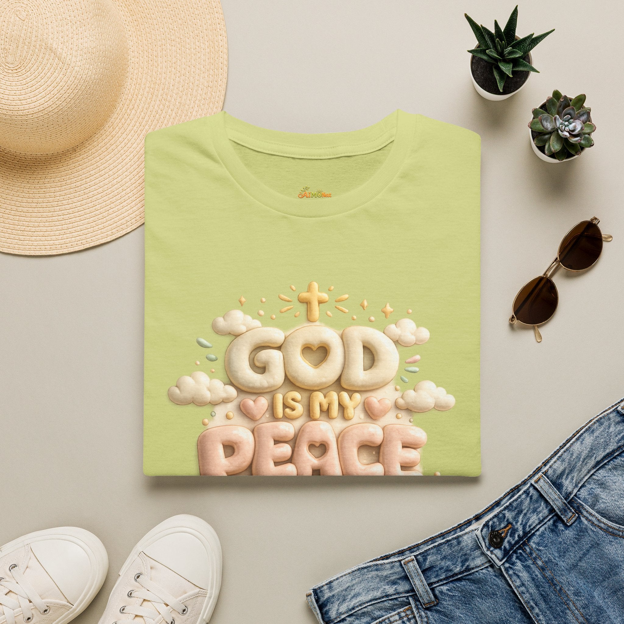 God Is My Peace T-Shirt — Christian Faith Tee with Soft Pastel Cloud Design 2607002