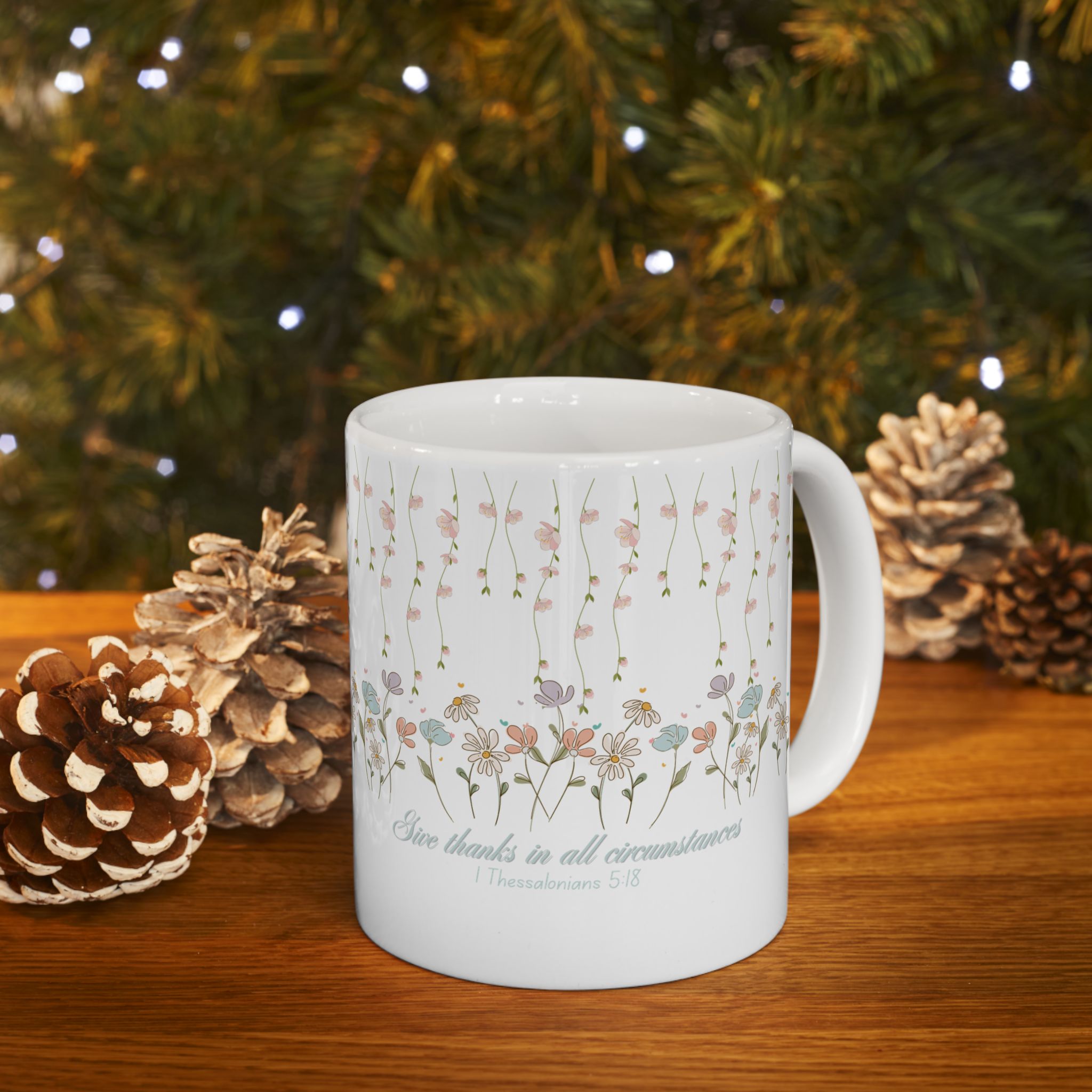 Custom Floral For Thank You Ceramic Coffee Mug   | Love Leaves Beautiful Marks | Memorial Coffee Cup (11oz, 15oz) 2607036