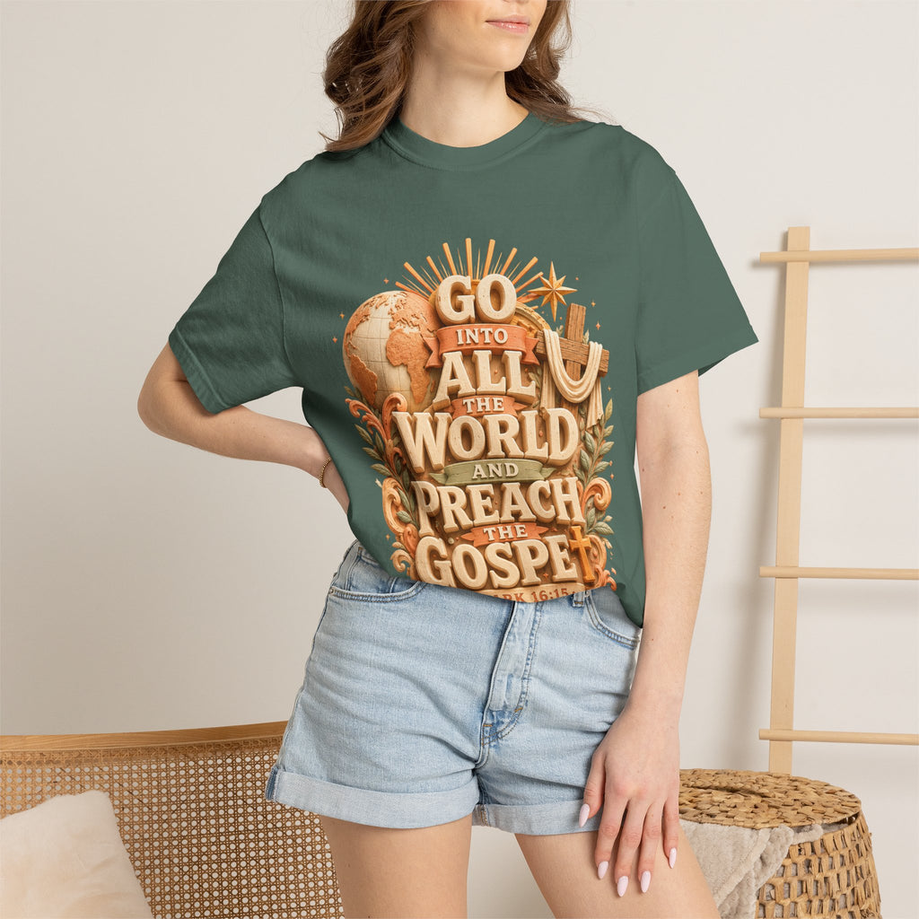 T-Shirt — "Go Into All the World and Preach the Gospel" Christian Mission Tee