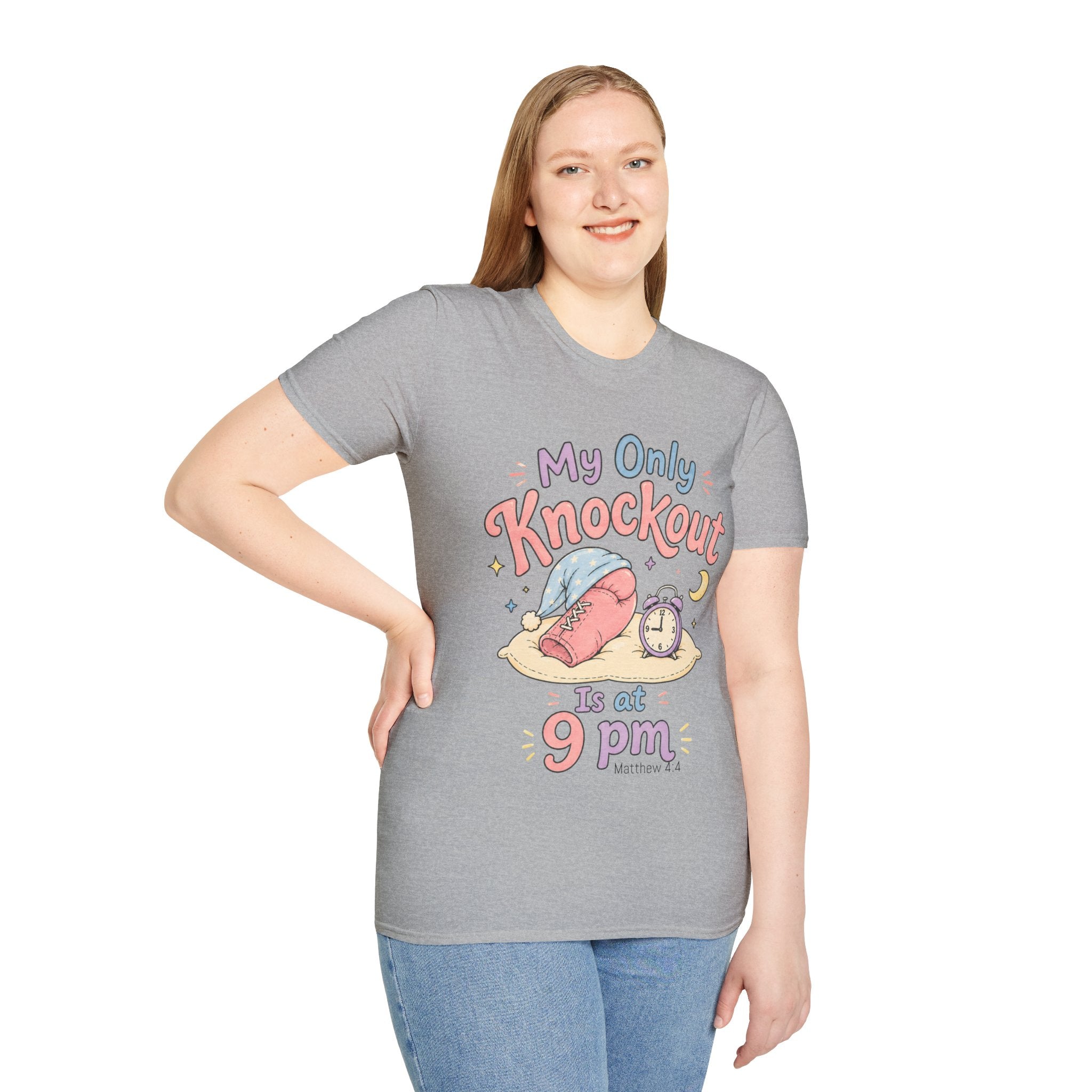 T-Shirt — "My Only Knockout Is at 9 PM" Cute Sleepy Boxing Cartoon Tee