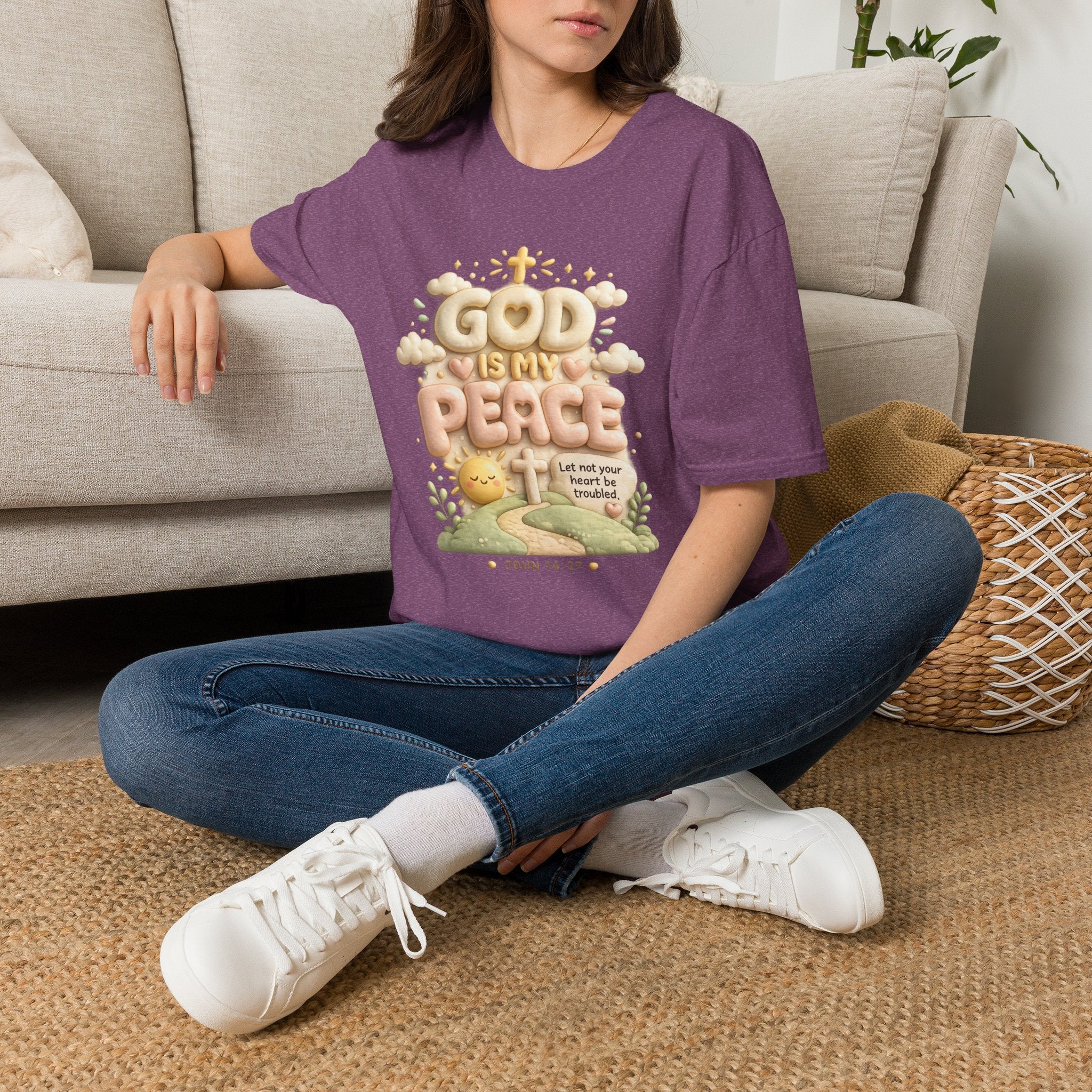 God Is My Peace T-Shirt — Christian Faith Tee with Soft Pastel Cloud Design