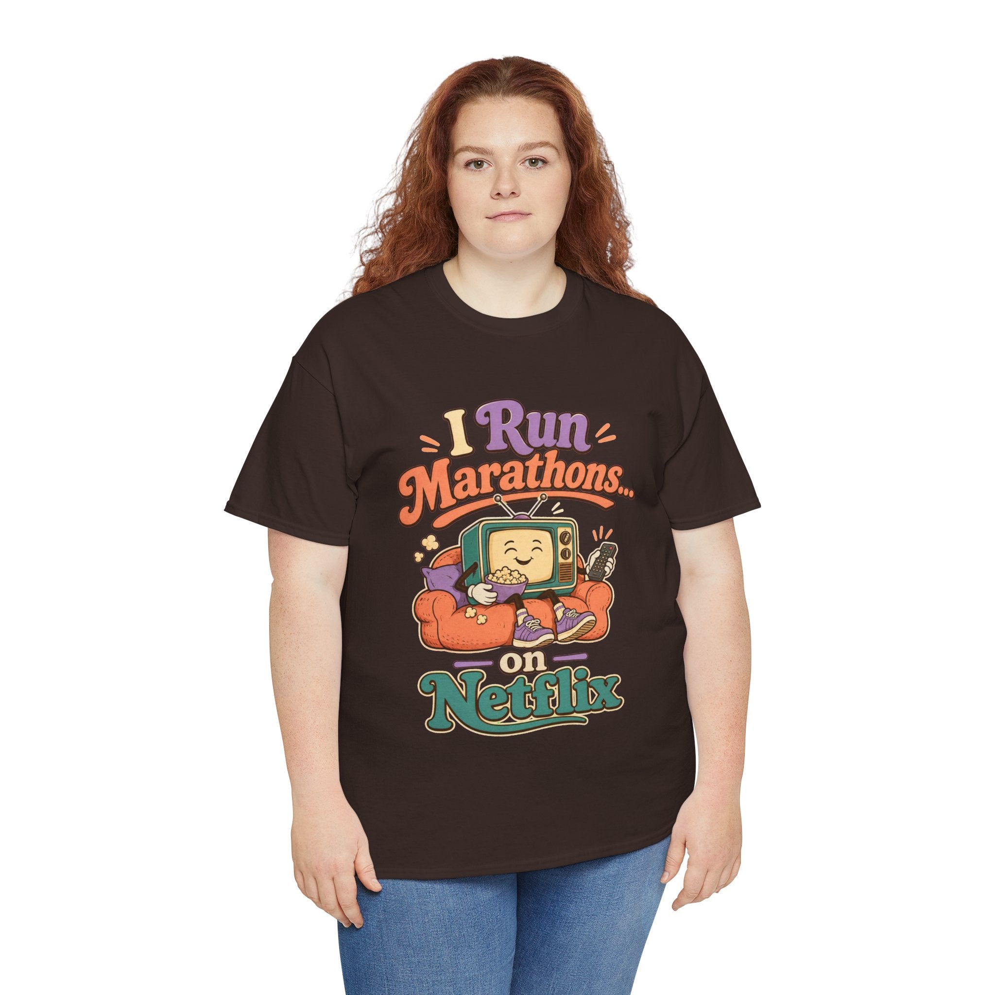 TV Marathon Tee — "I Run Marathons on Netflix" Funny Binge-Watching Shirt