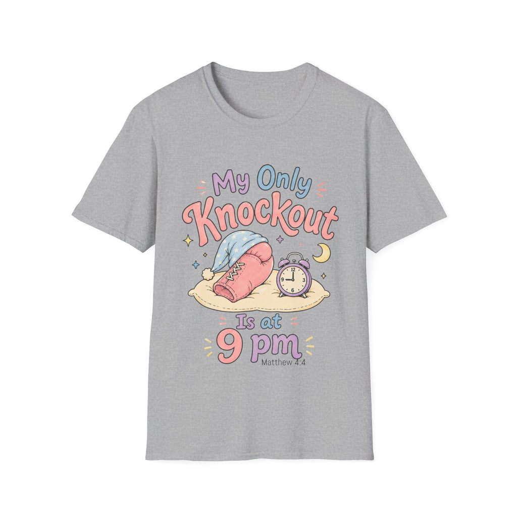 T-Shirt — "My Only Knockout Is at 9 PM" Cute Sleepy Boxing Cartoon Tee