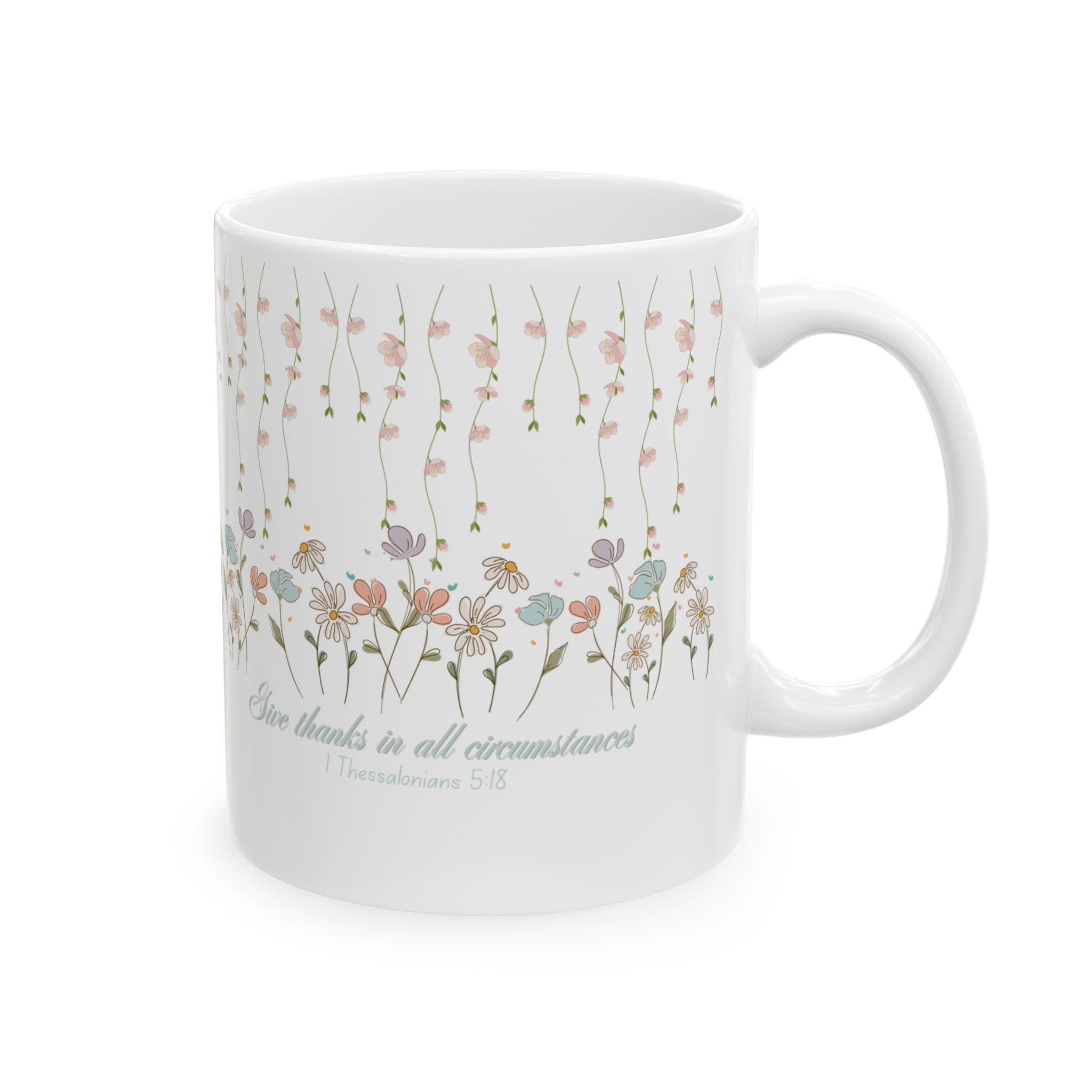 Custom Floral For Thank You Ceramic Coffee Mug   | Love Leaves Beautiful Marks | Memorial Coffee Cup (11oz, 15oz) 2607036