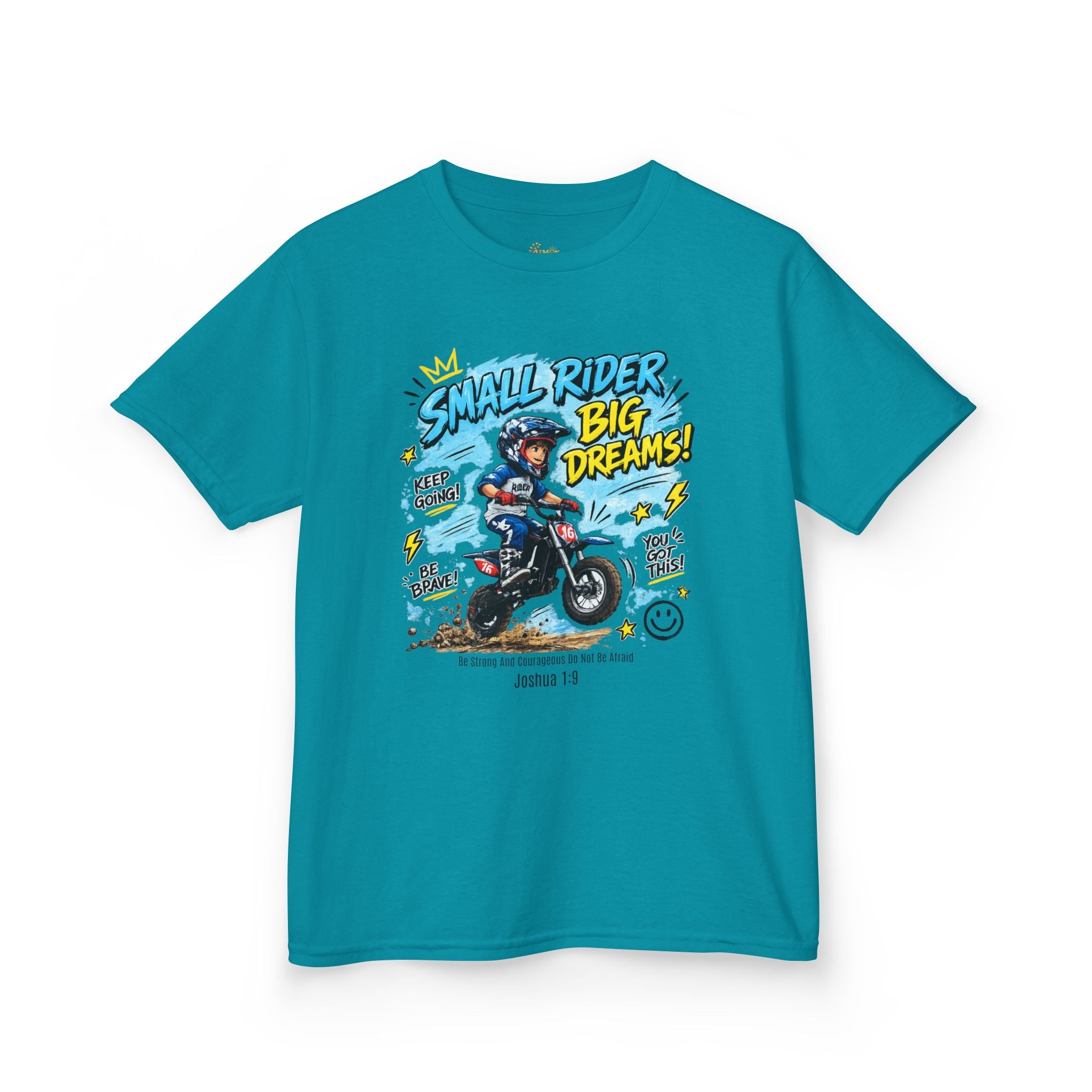 Kids Tee — "Small Rider, Big Dreams" Motorcycle Graphic Shirt