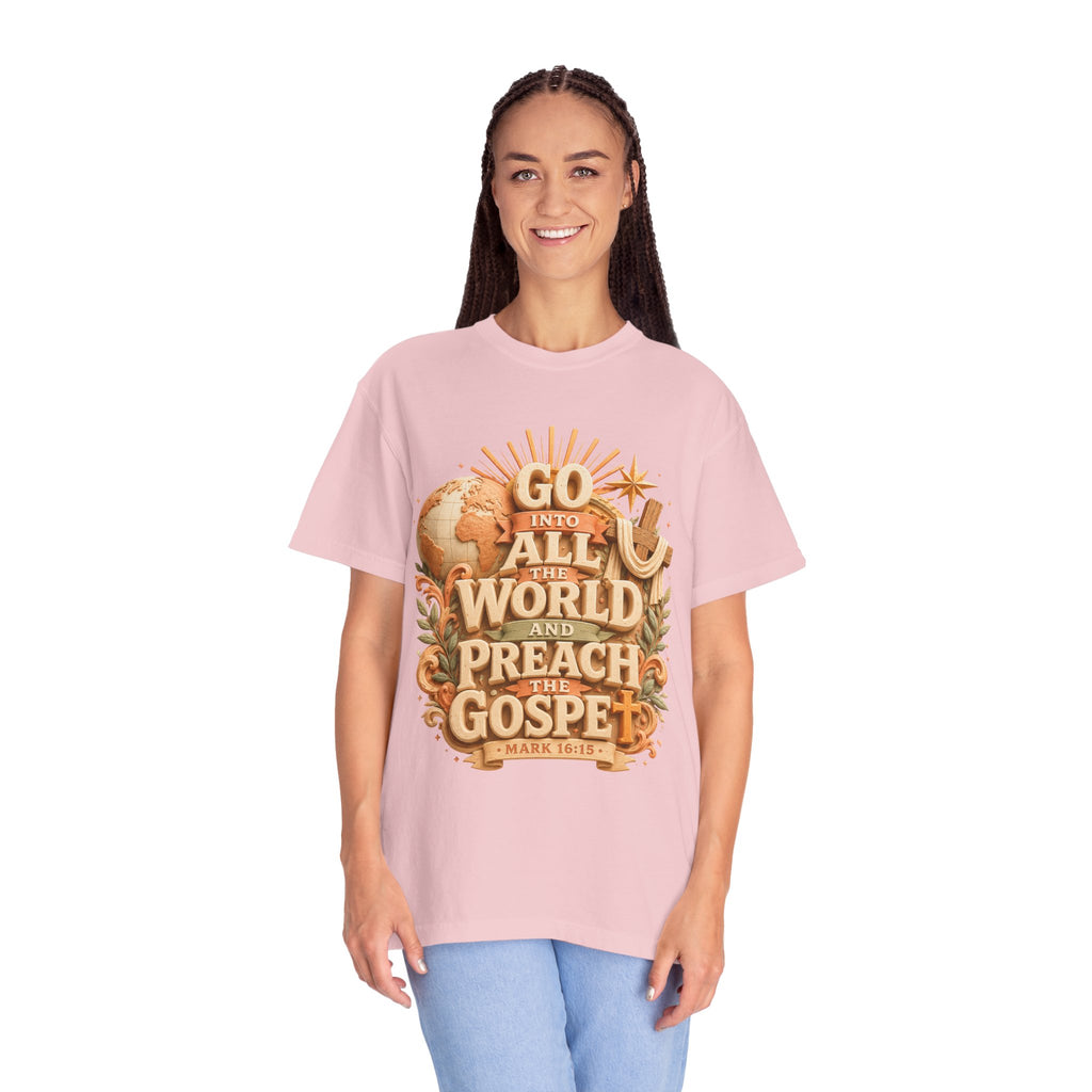 T-Shirt — "Go Into All the World and Preach the Gospel" Christian Mission Tee