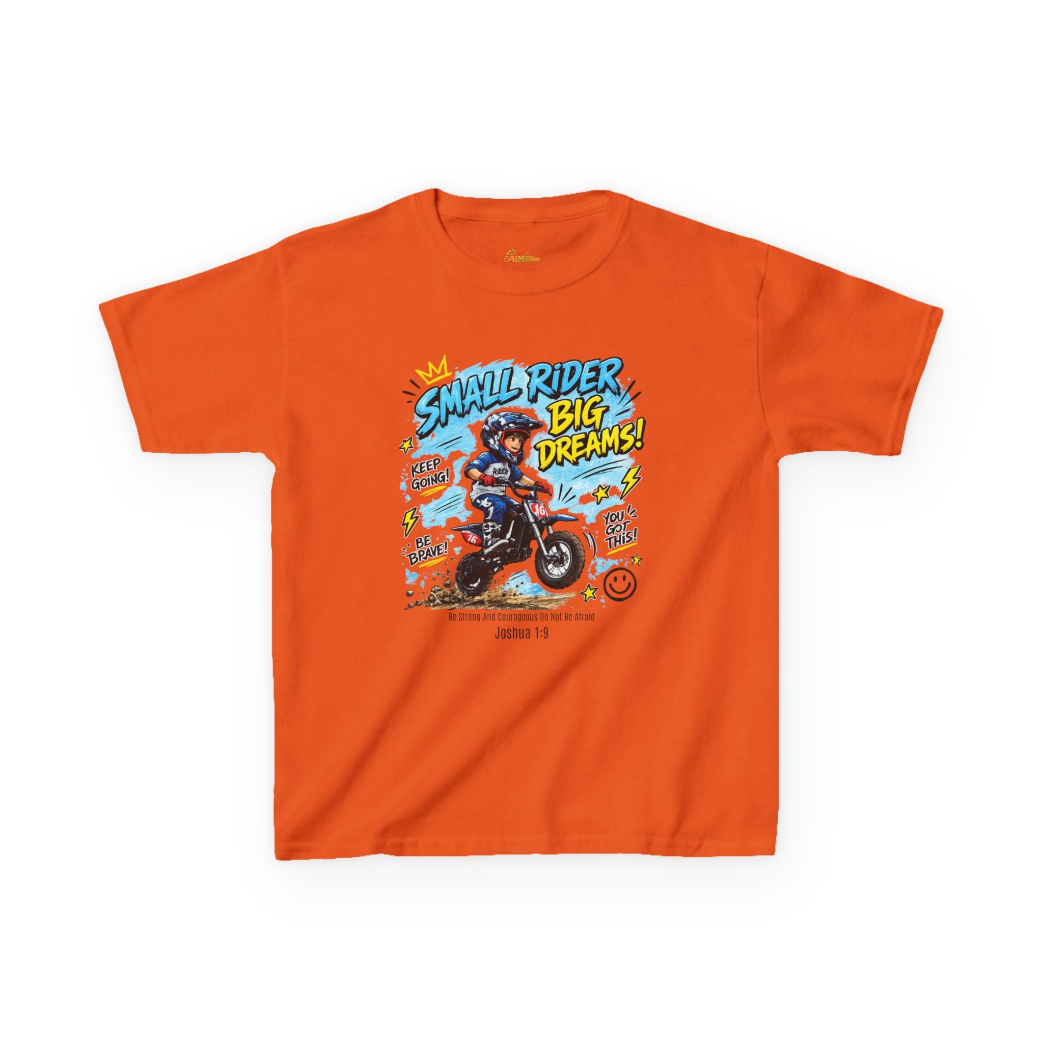 Kids Tee — "Small Rider, Big Dreams" Motorcycle Graphic Shirt